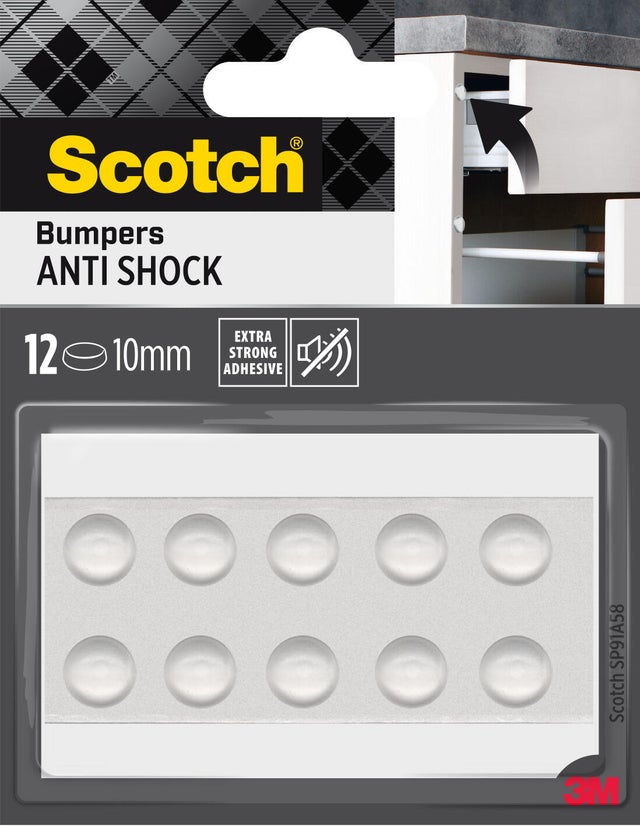 12 tampons amortisseurs en polyuréthane adhésif SCOTCH Ø10 mm
