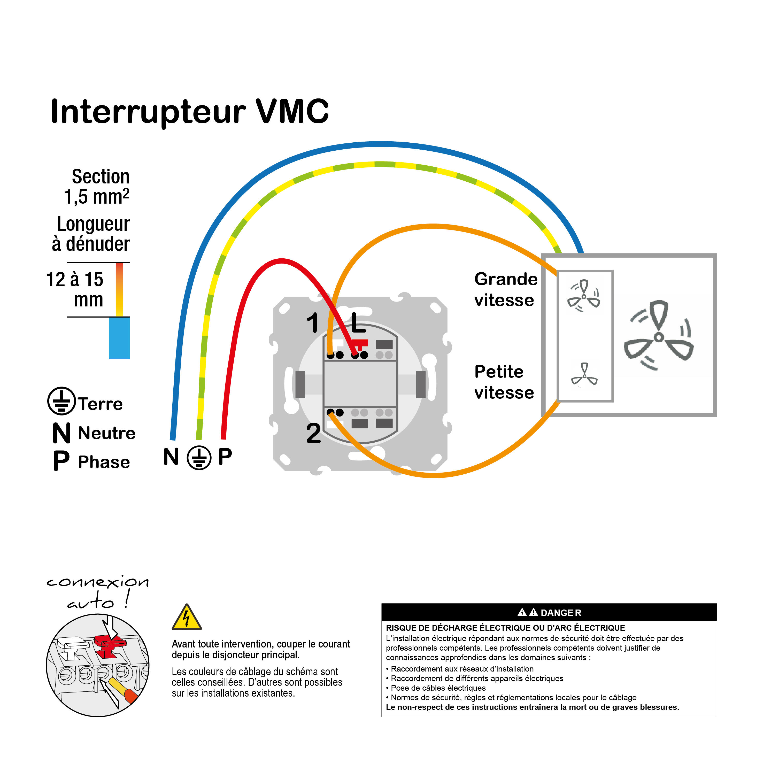 Interrupteur vmc à assembler Odace, SCHNEIDER ELECTRIC, blanc - 3