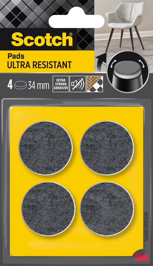 4 patins de pied de meuble en polypropylène auto-adhésif SCOTCH Ø34 mm