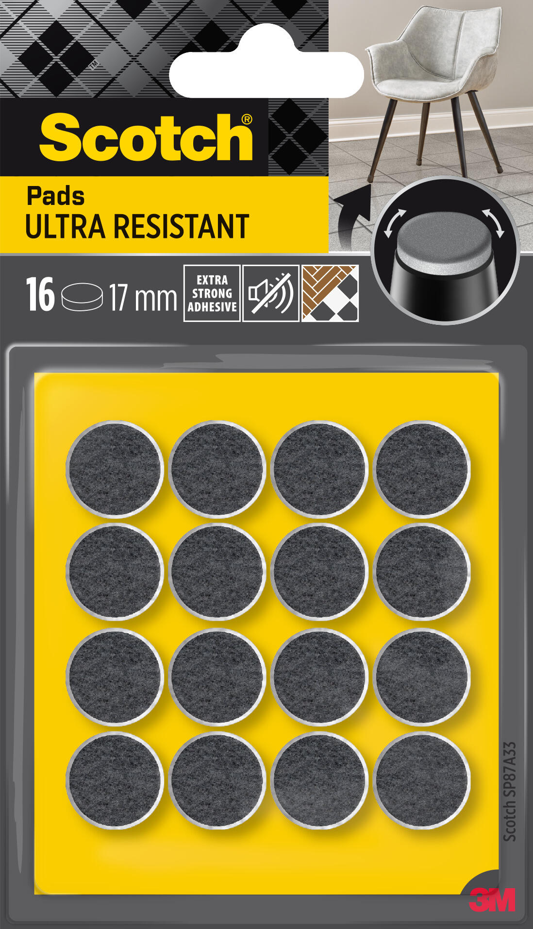 16 feltros redondos de lã cinza 17x17 mm - 2