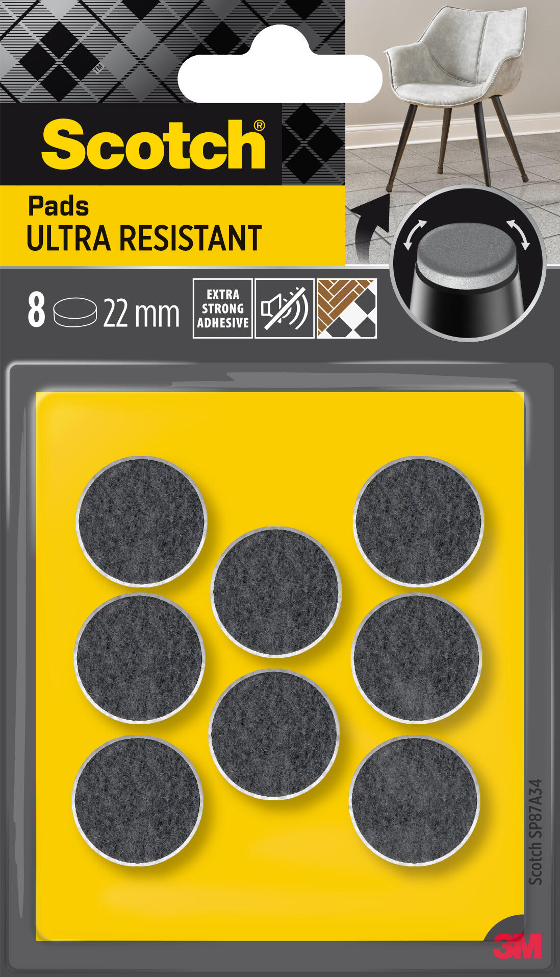 Feltrino per mobili SCOTCH SP87A34 Ø 22 mm, 8 pezzi - 2