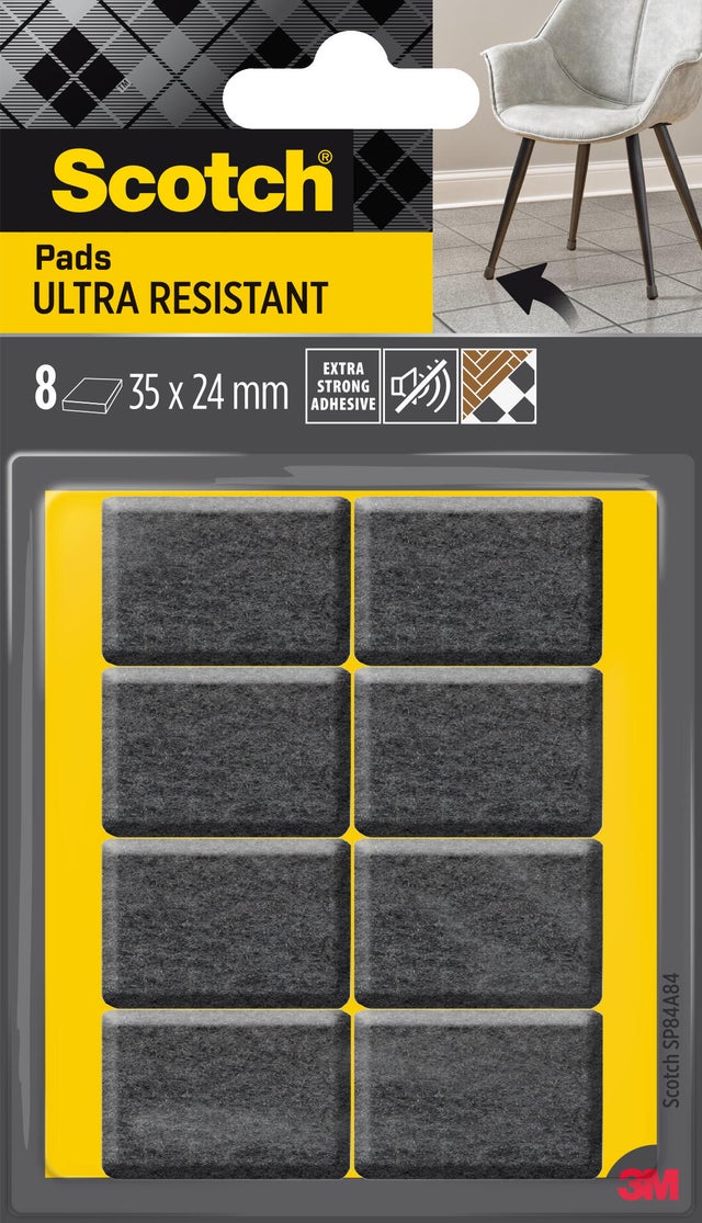 8 patins de pied de meuble en polypropylène auto-adhésif SCOTCH l.35 x 24 mm
