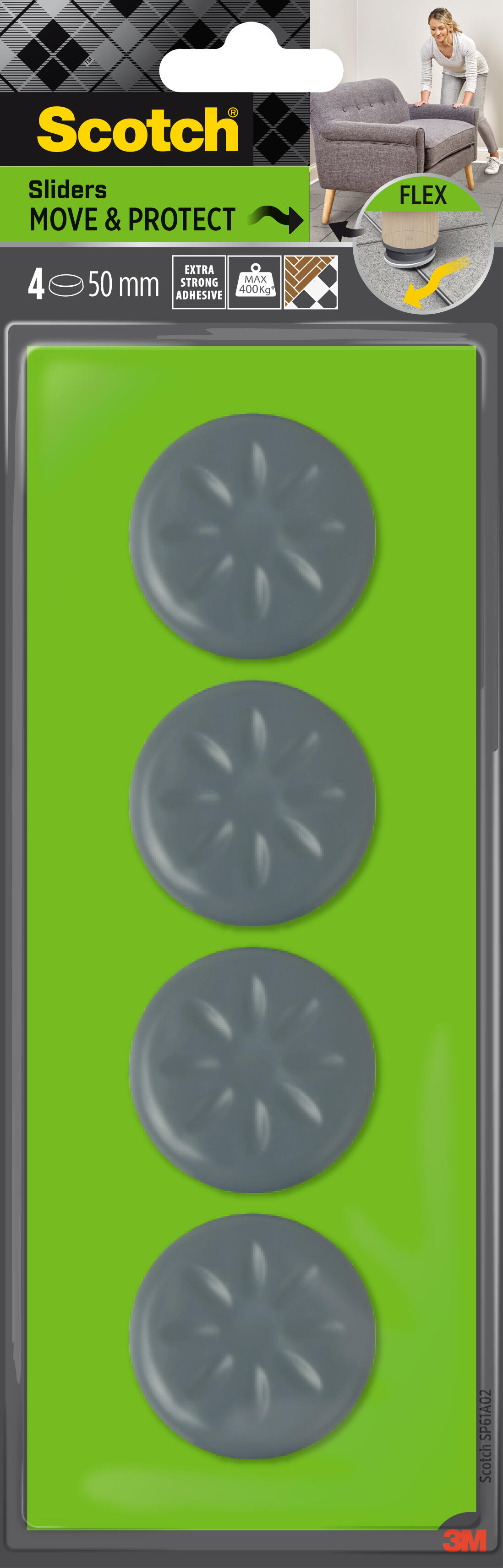 Feltrino per mobili SCOTCH SP61A02 Ø 50 mm, 4 pezzi - 2