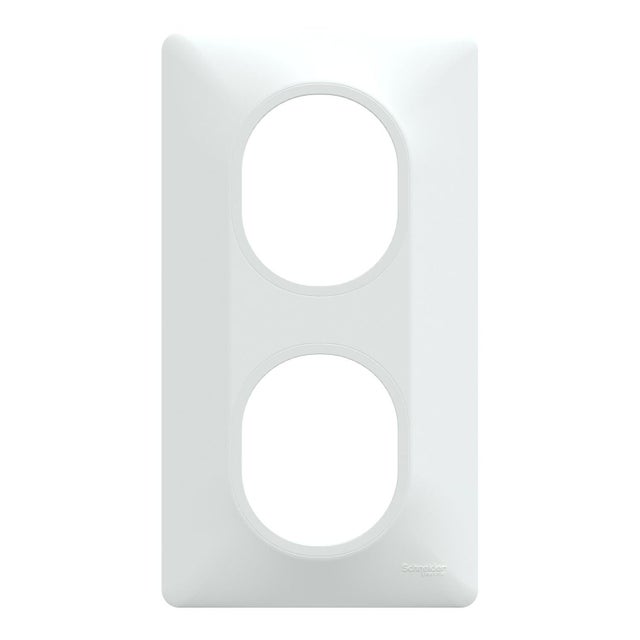 Plaque double verticale Ovalis, SCHNEIDER ELECTRIC, blanc