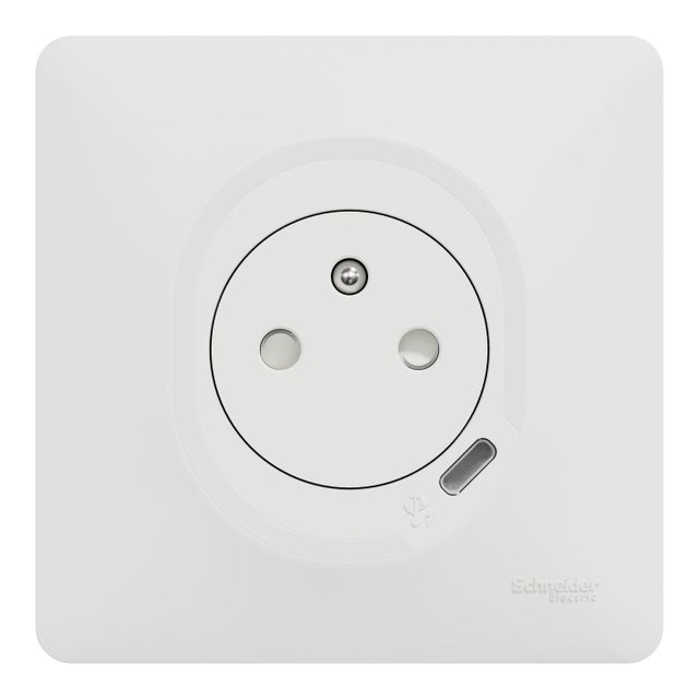 Prise Double USB Schneider – Charge Rapide 2,4A Avec Ports Type A Et C – Blanc Ou Noir