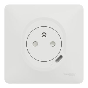 Prise affleurante + chargeur usb C complet Ovalis, SCHNEIDER ELECTRIC, blanc