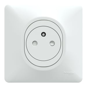 Prise avec terre affleurante complet Ovalis, SCHNEIDER ELECTRIC, blanc
