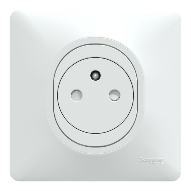 Prise avec terre affleurante complet Ovalis, SCHNEIDER ELECTRIC, blanc