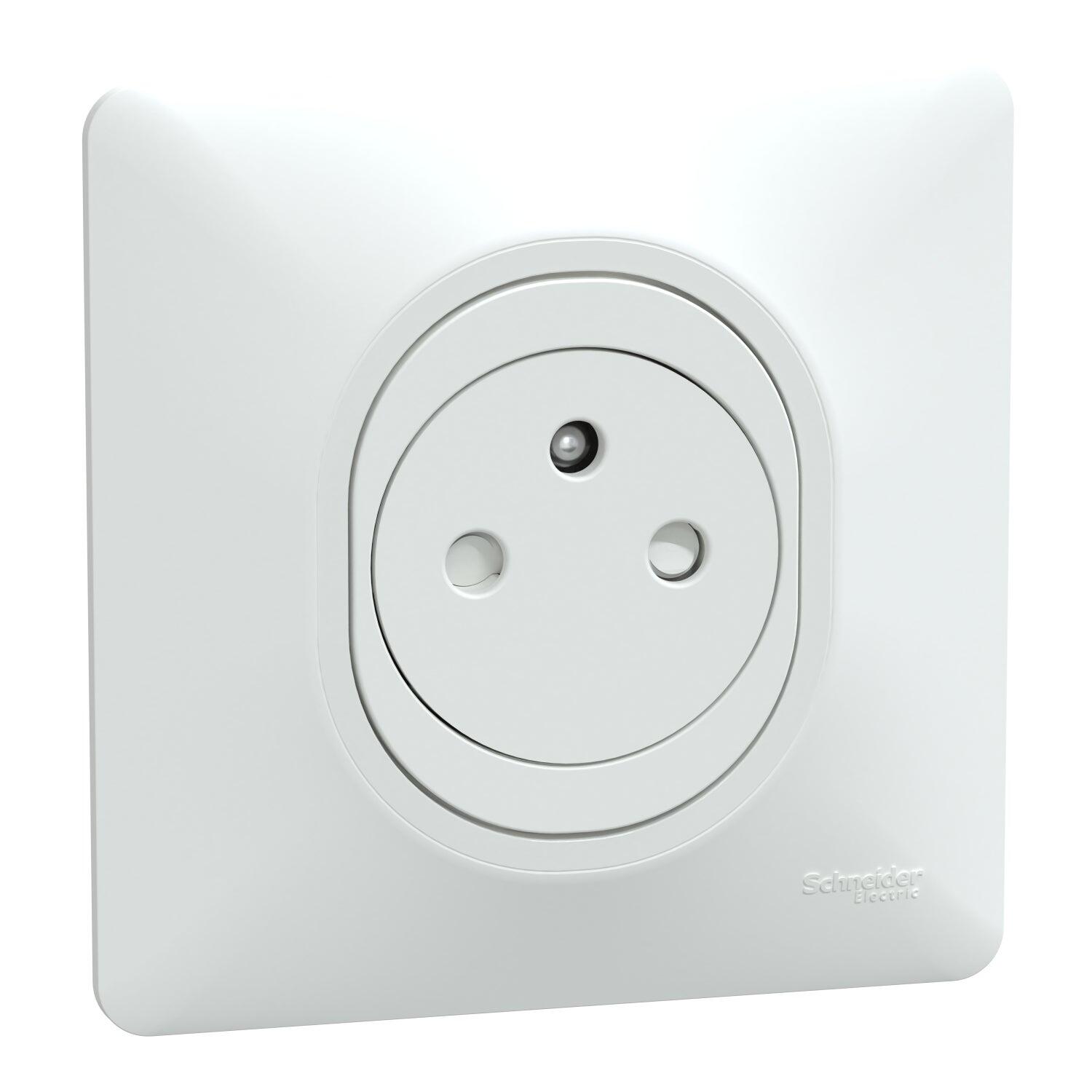 Prise avec terre affleurante complet Ovalis, SCHNEIDER ELECTRIC, blanc - 13