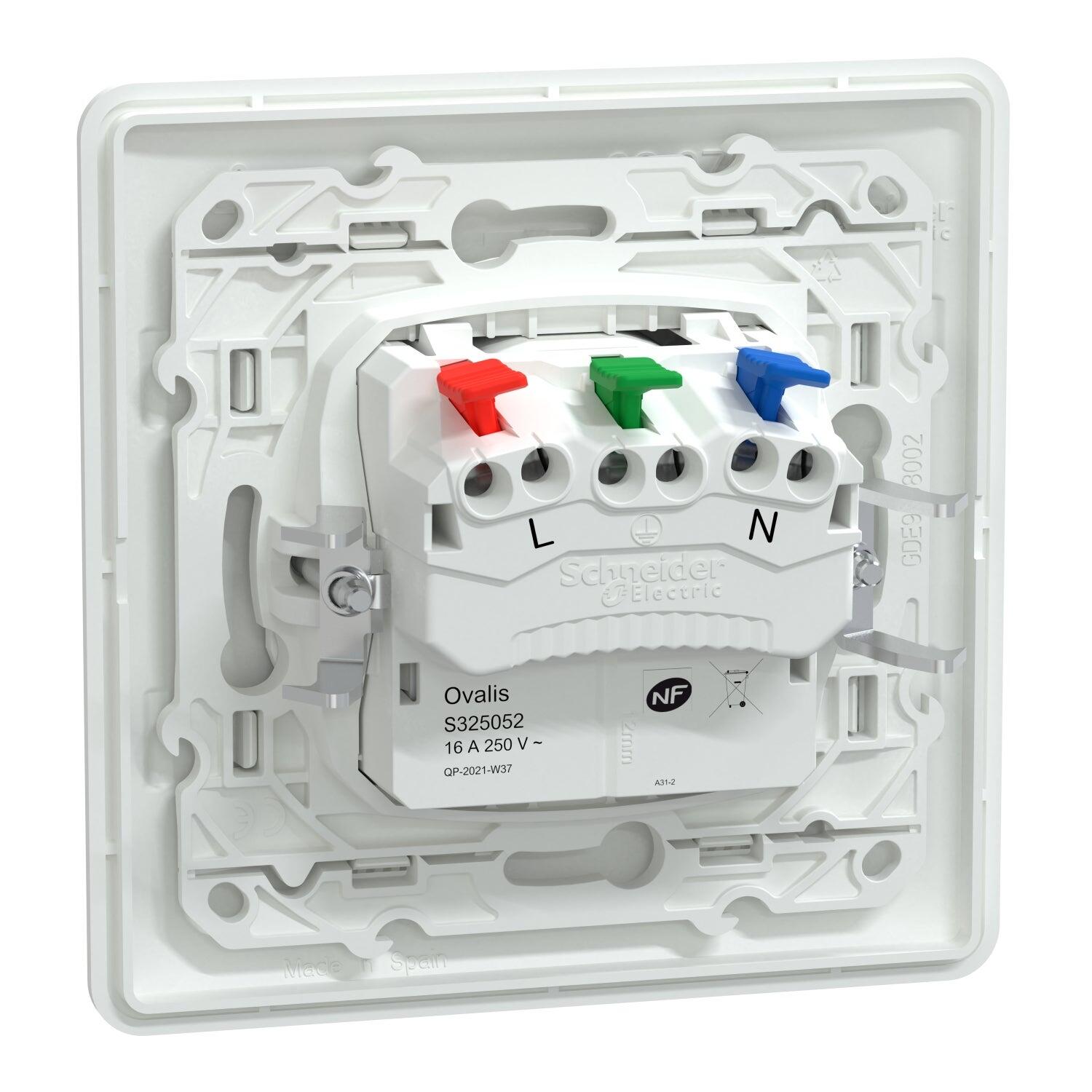 Prise avec terre affleurante complet Ovalis, SCHNEIDER ELECTRIC, blanc - 14