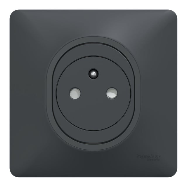 Prise avec terre affleurante complet Ovalis, SCHNEIDER ELECTRIC, gris anthracite