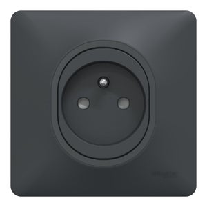 Prise avec terre complet Ovalis, SCHNEIDER ELECTRIC, gris anthracite