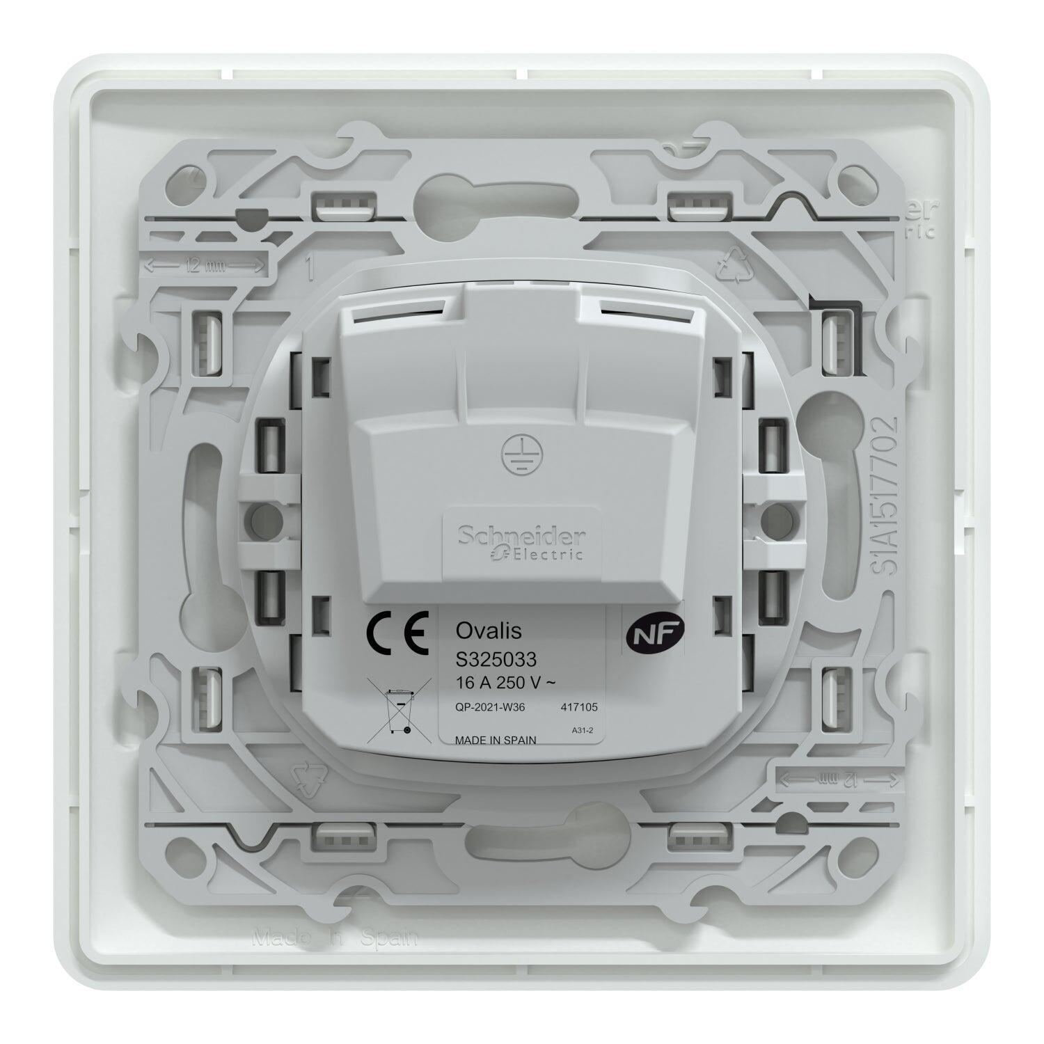 Prise sans terre complet Ovalis, SCHNEIDER ELECTRIC, blanc - 2