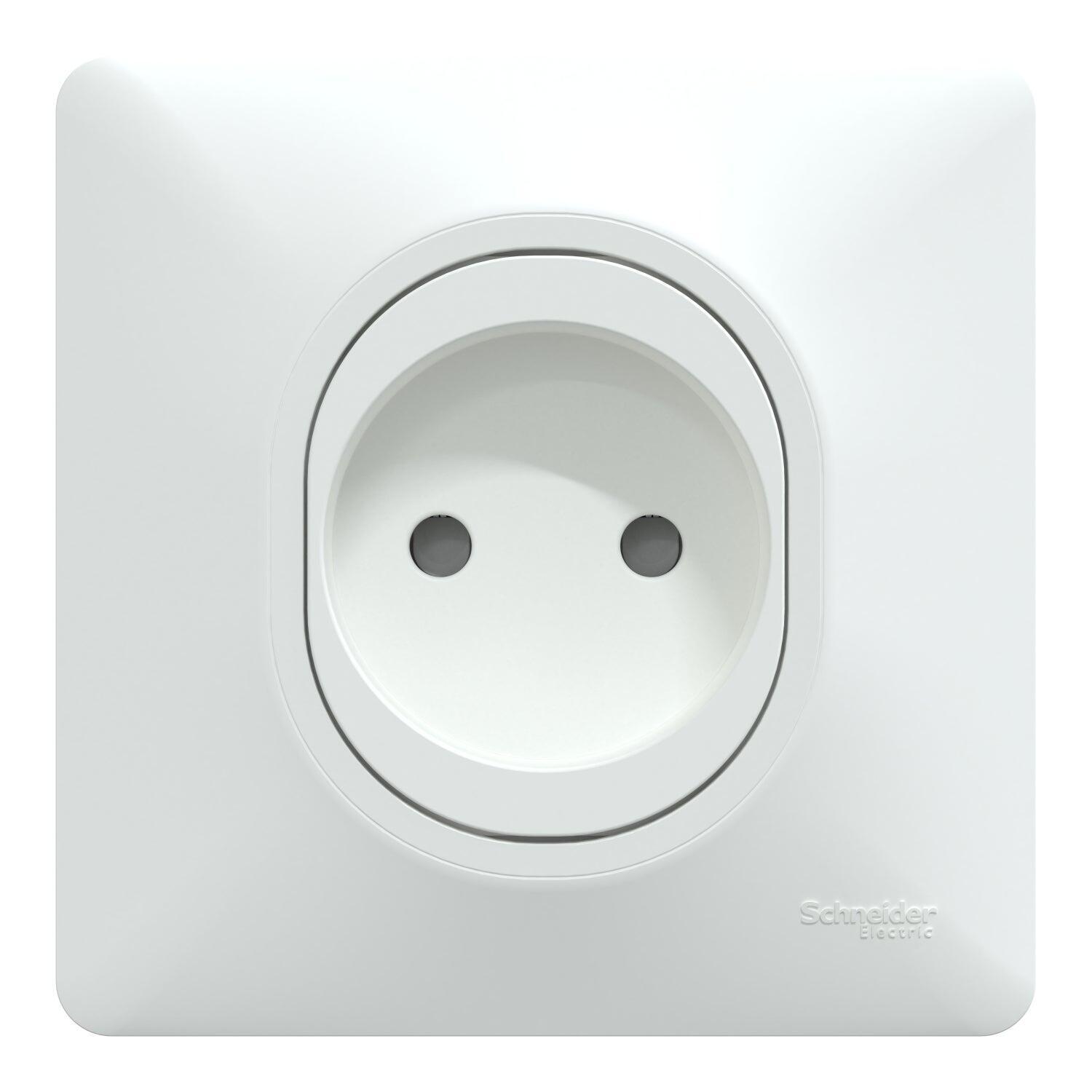 Prise sans terre complet Ovalis, SCHNEIDER ELECTRIC, blanc Leroy Merlin
