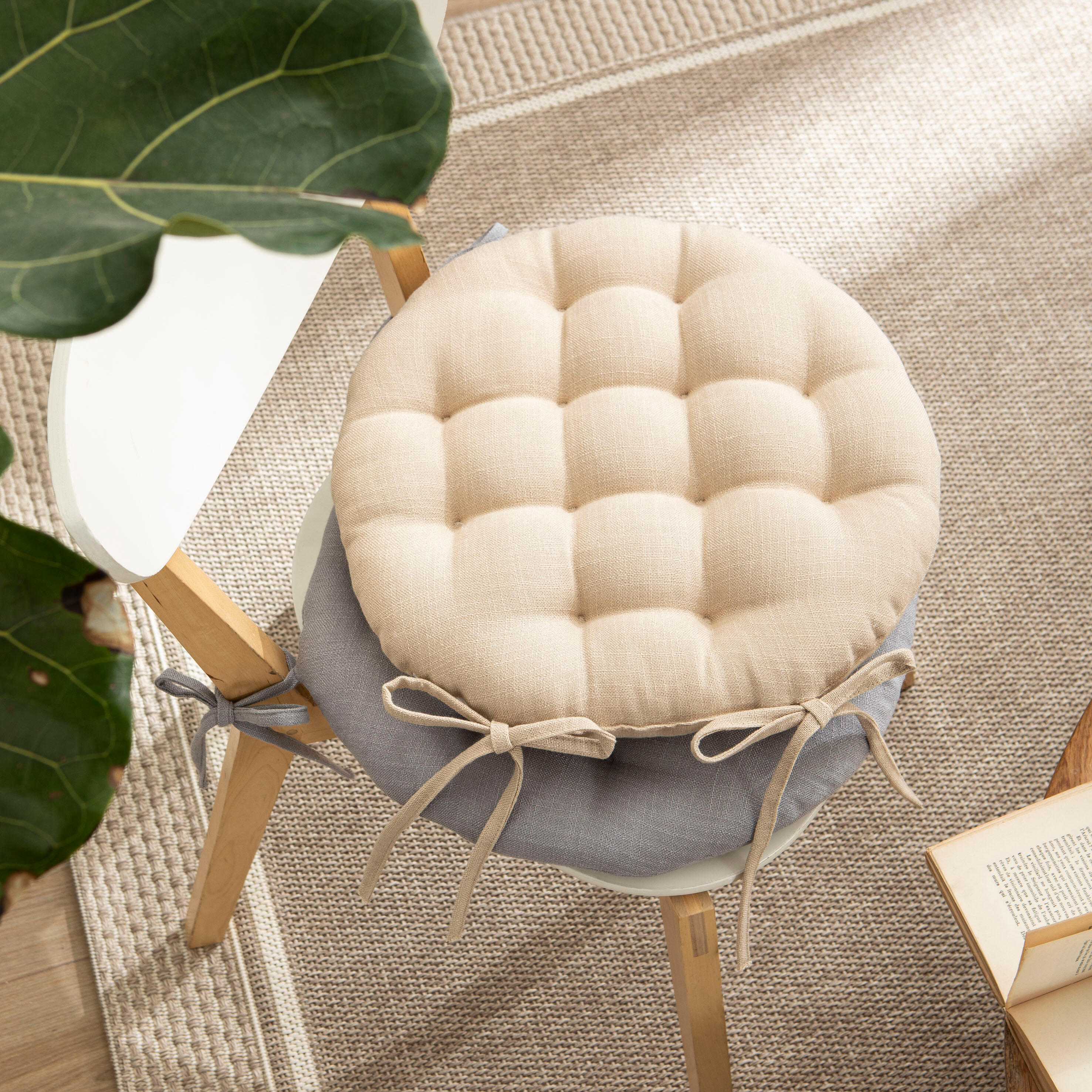 Poduszka na krzesło okrągła Haivy beżowa 40 x 40 x 6.5 cm Inspire - 7