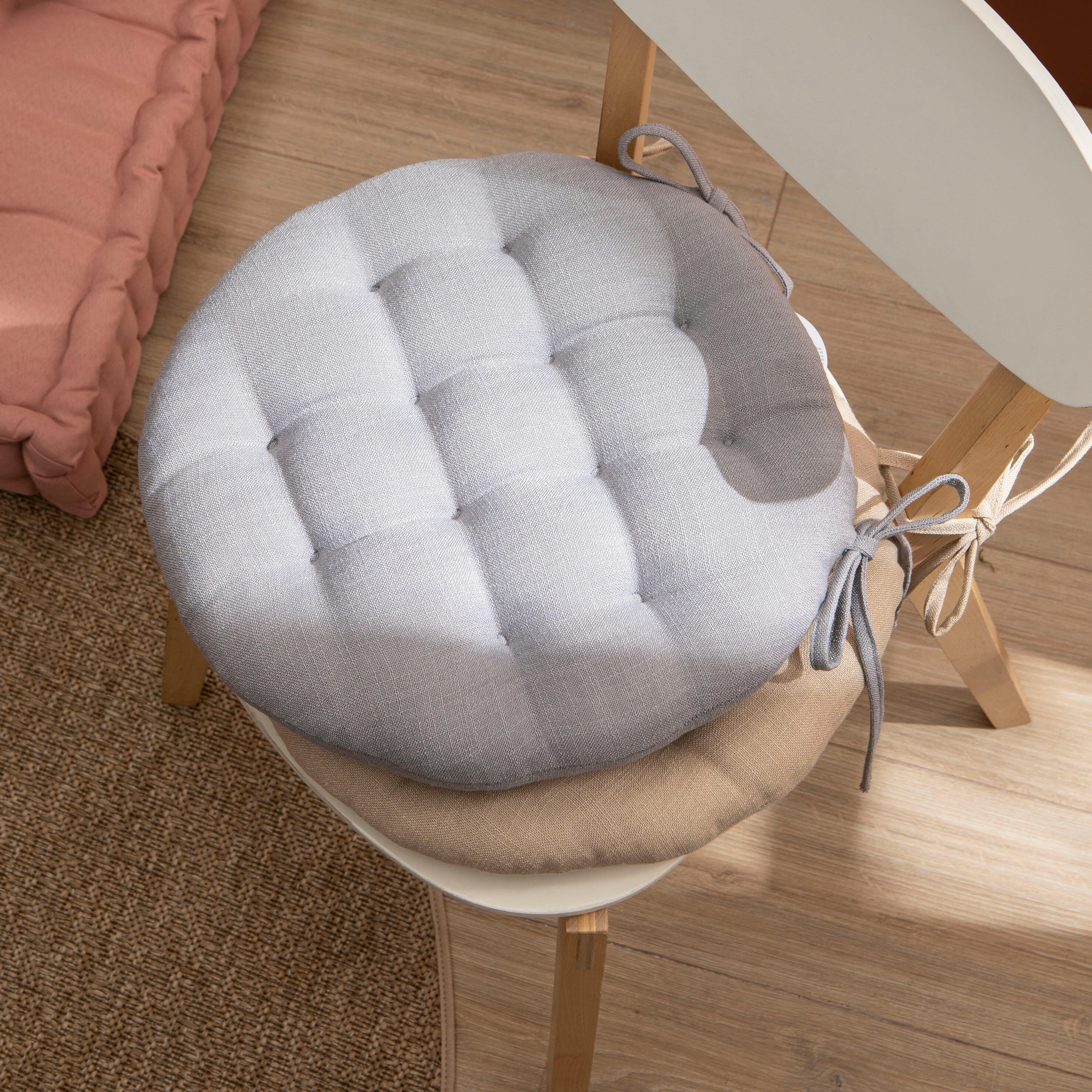 Poduszka na krzesło okrągła Haivy beżowa 40 x 40 x 6.5 cm Inspire - 6