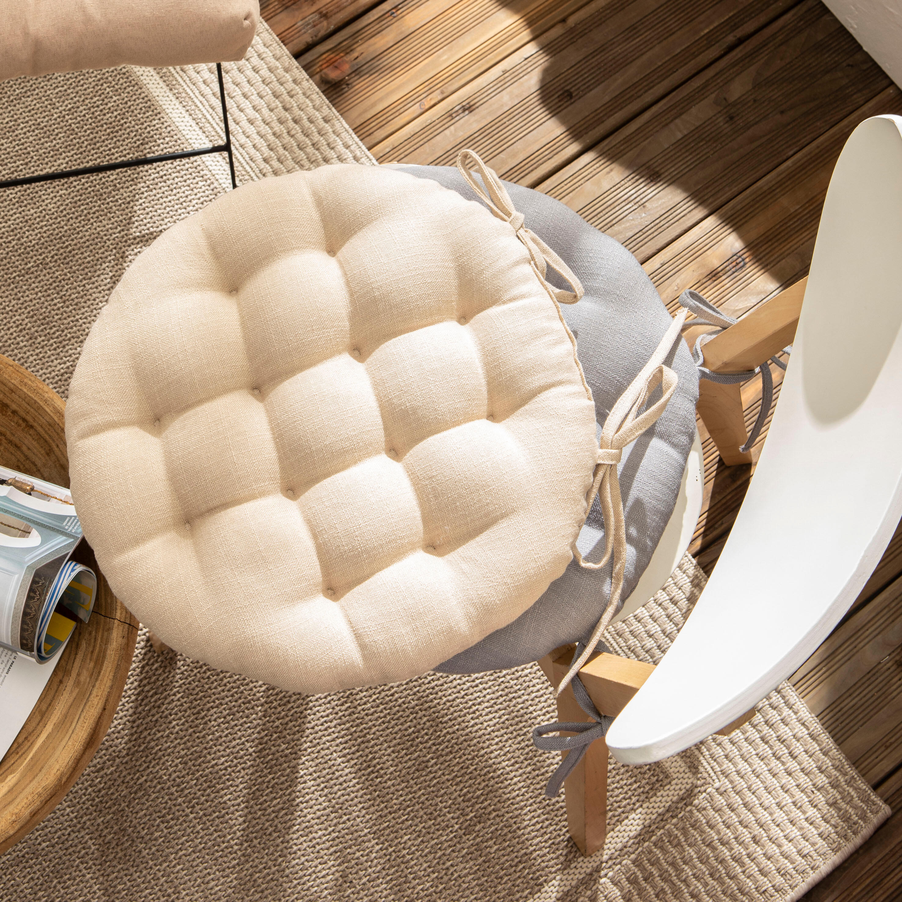 Poduszka na krzesło okrągła Haivy beżowa 40 x 40 x 6.5 cm Inspire - 2