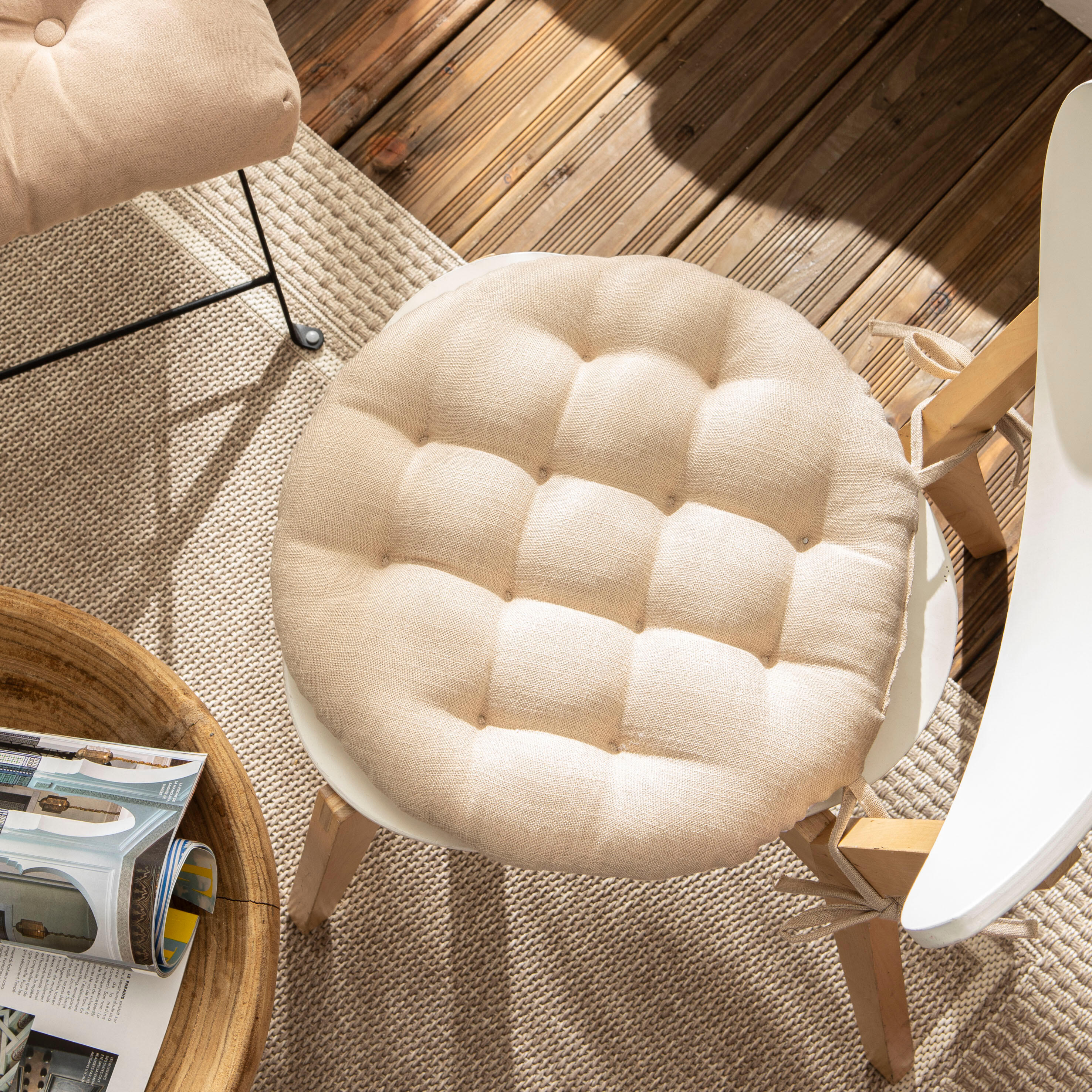 Poduszka na krzesło okrągła Haivy beżowa 40 x 40 x 6.5 cm Inspire - 3