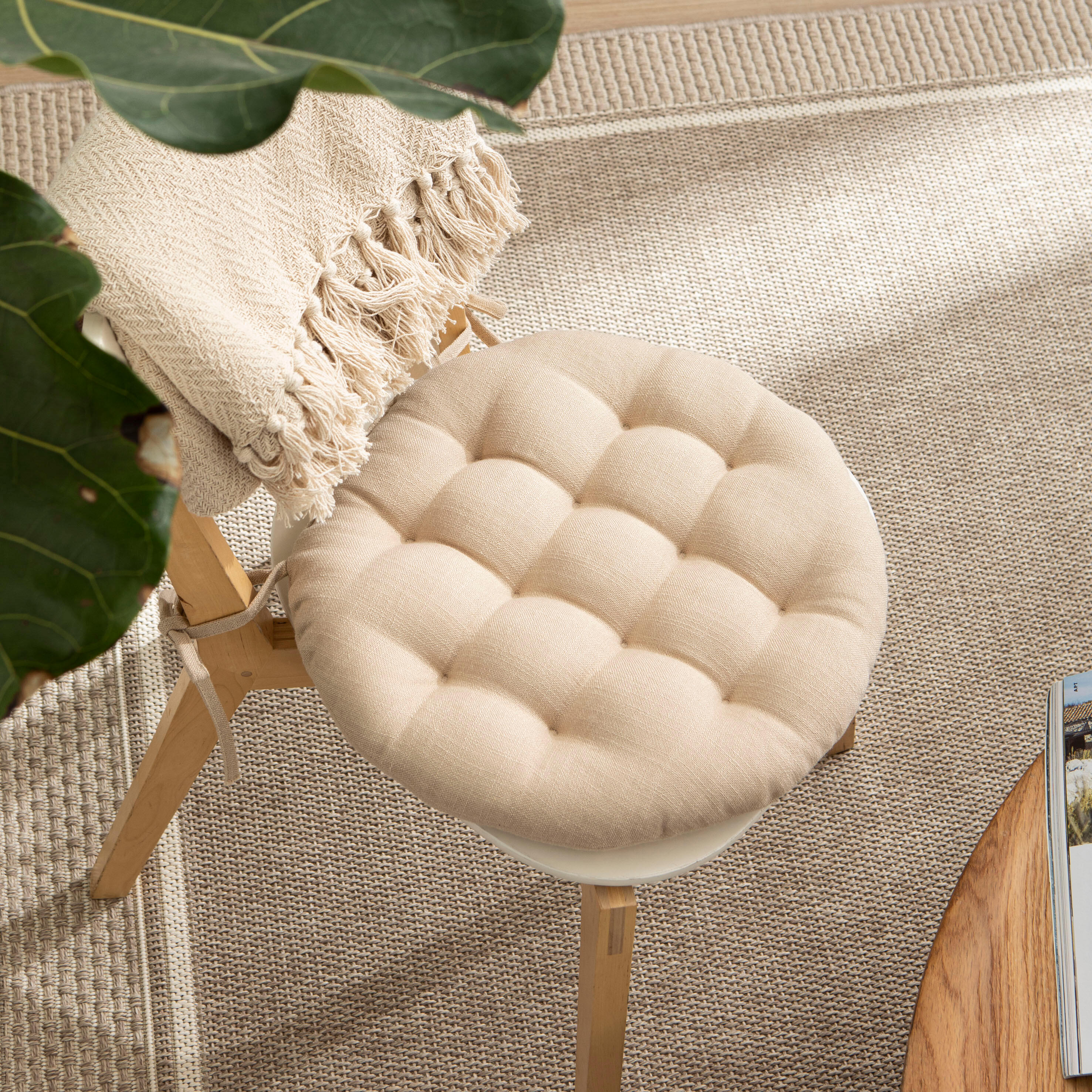 Poduszka na krzesło okrągła Haivy beżowa 40 x 40 x 6.5 cm Inspire - 5