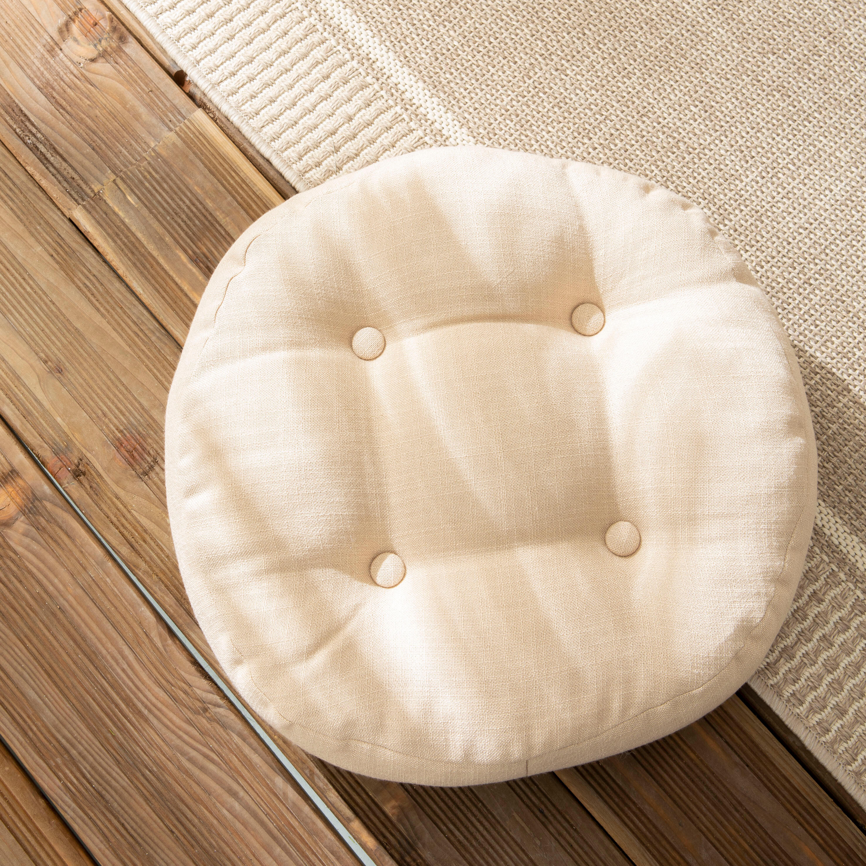 Poduszka na podłogę okrągła Haivy beżowa 45 x 45 x 11.5 cm Inspire - 8