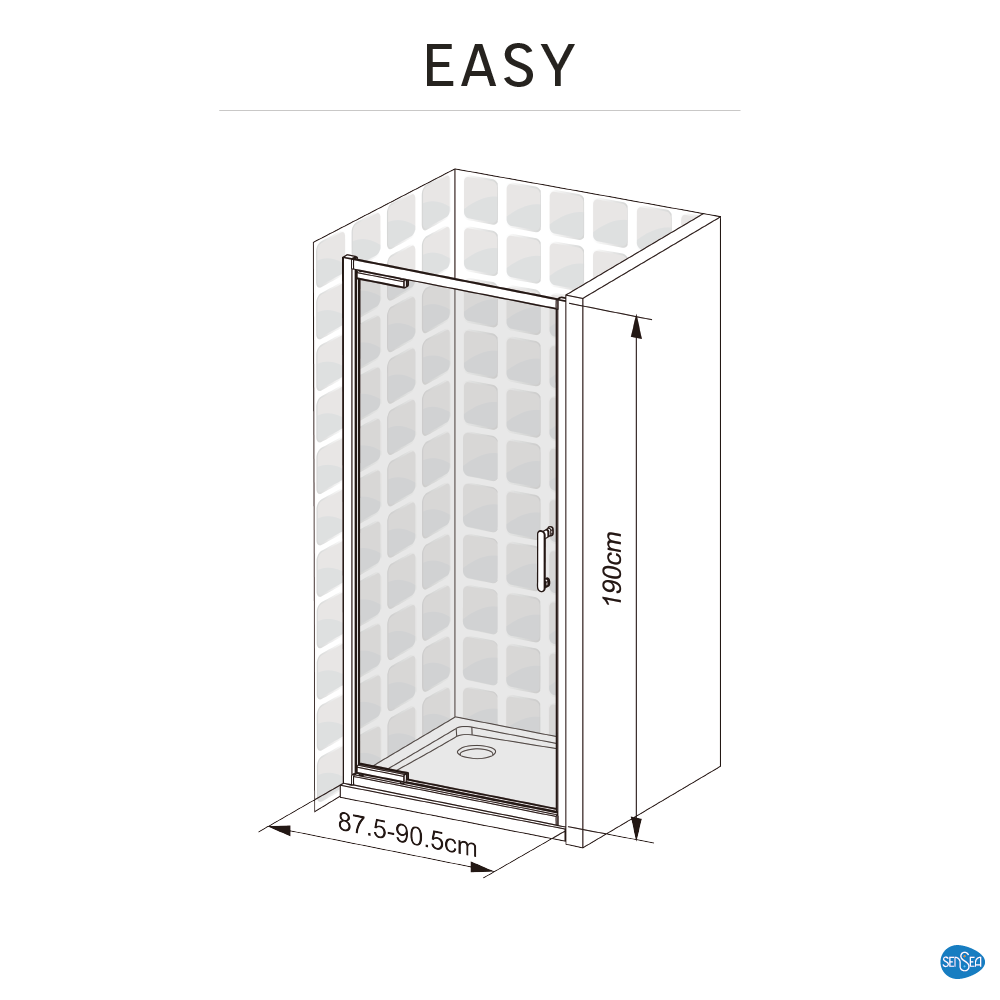 Vidros para portas de duche de fole 80x190 cm transparente Sensea Easy - 8