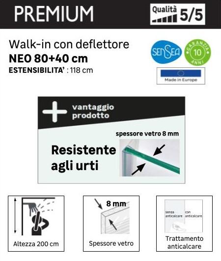 Box doccia walk-in Neo, vetro 8 mm, L 118-119.5 cm x H 200 cm, profilo cromo - 18
