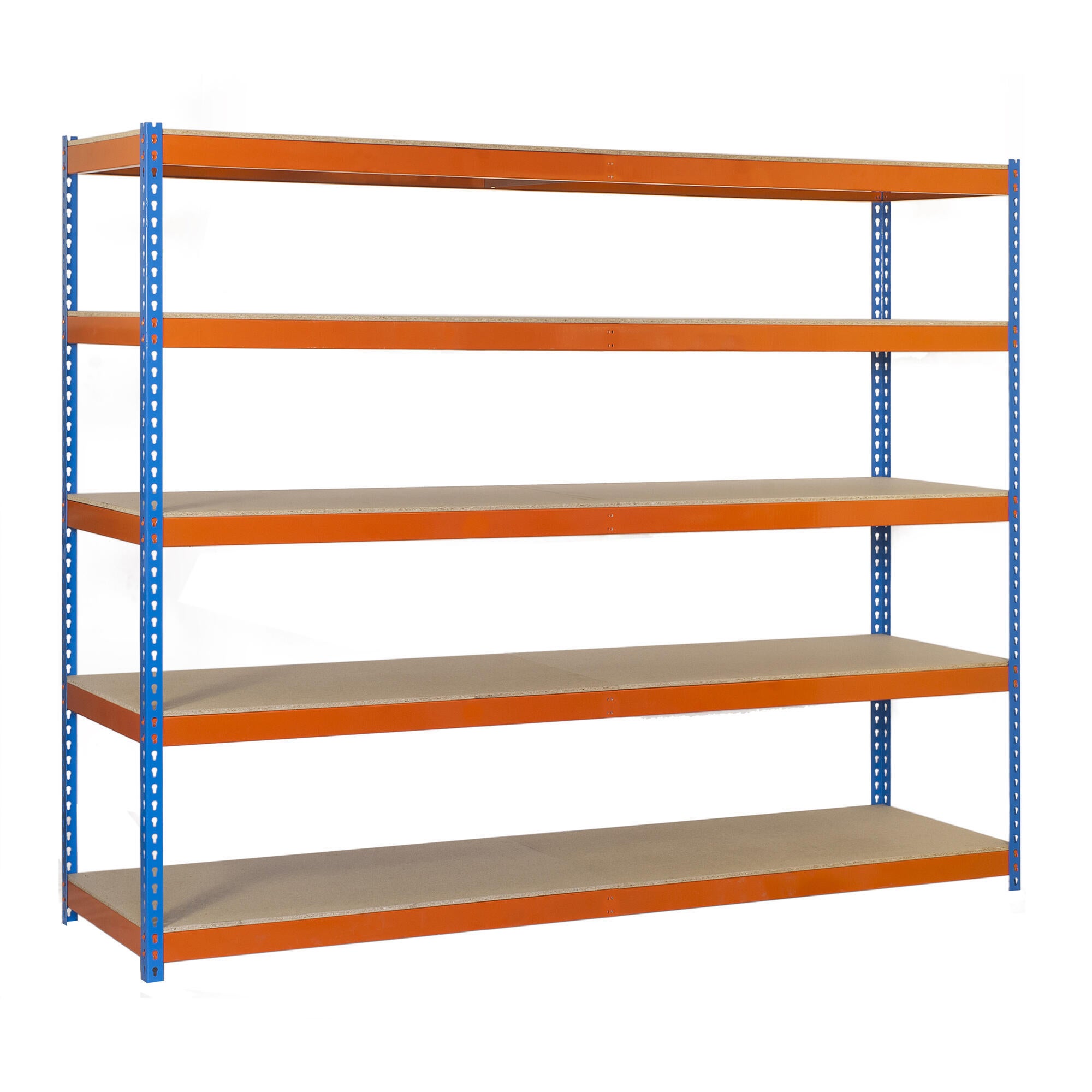 Estanteria ecoforte azul/naranja/ madera 250x120x45cm