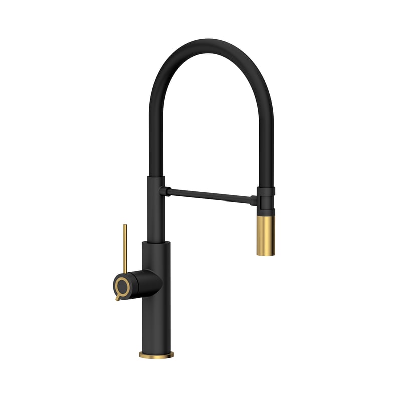 Bateria kuchenna Gemma Czarny Złoty wylewka U 50 cm Quadron