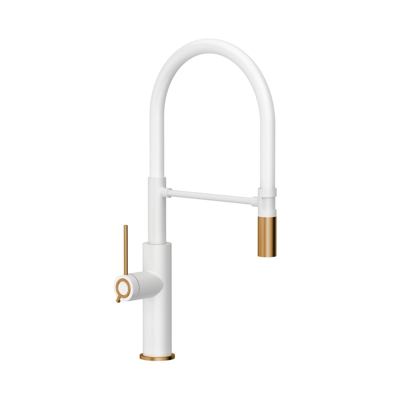 Bateria kuchenna Gemma Biała Miedź wylewka U 50 cm Quadron