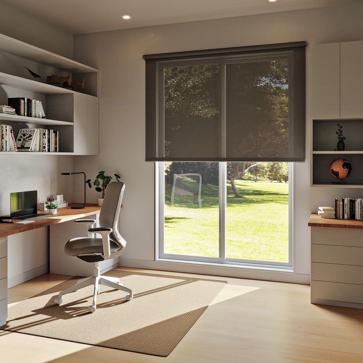 Estor enrollable screen 10% térmico con cadena Salsa poliéster liso gris granite INSPIRE de 180x250cm - 5