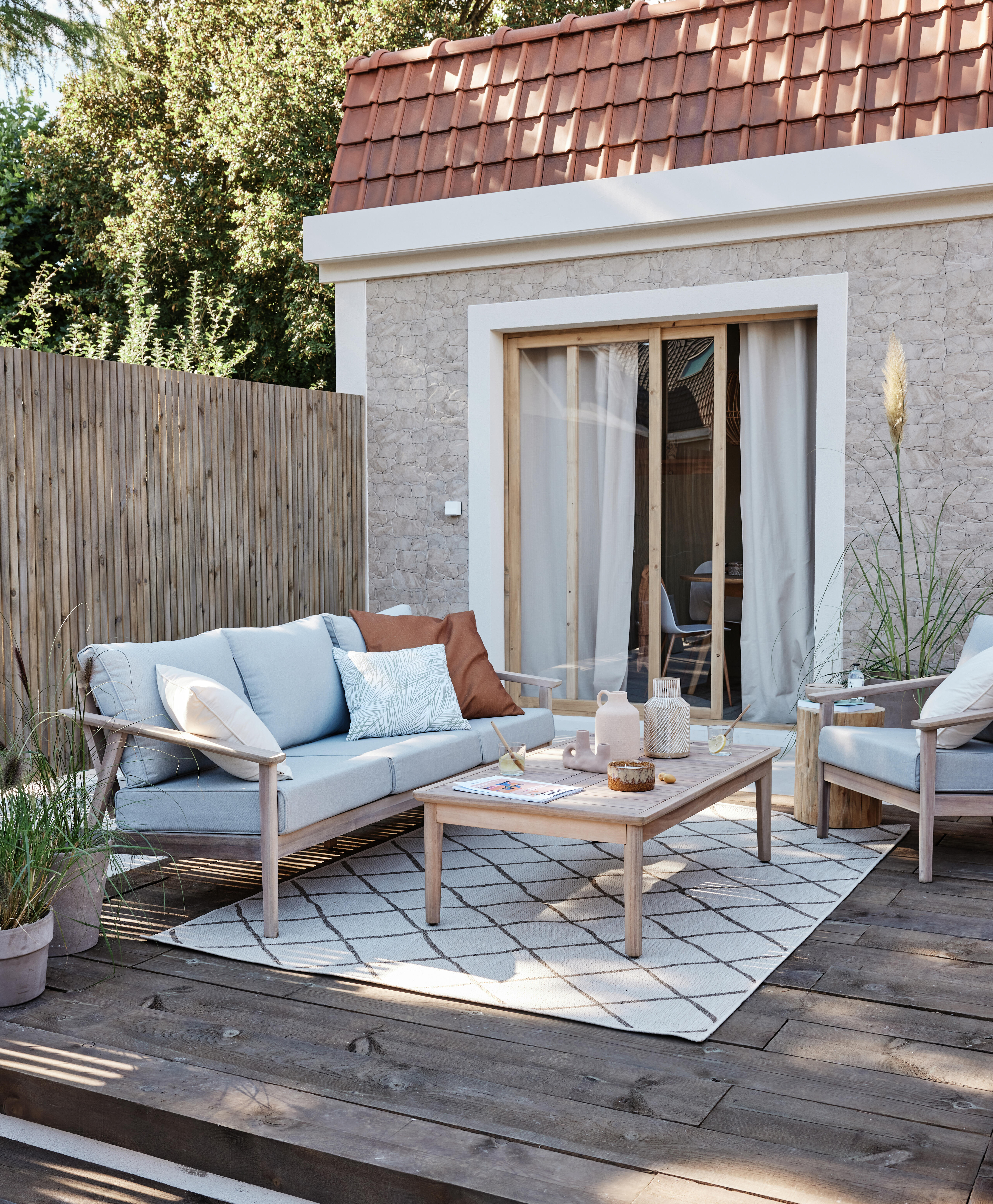 Salon bas de jardin bois en acacia Atlas NATERIAL, 5 personnes - 5