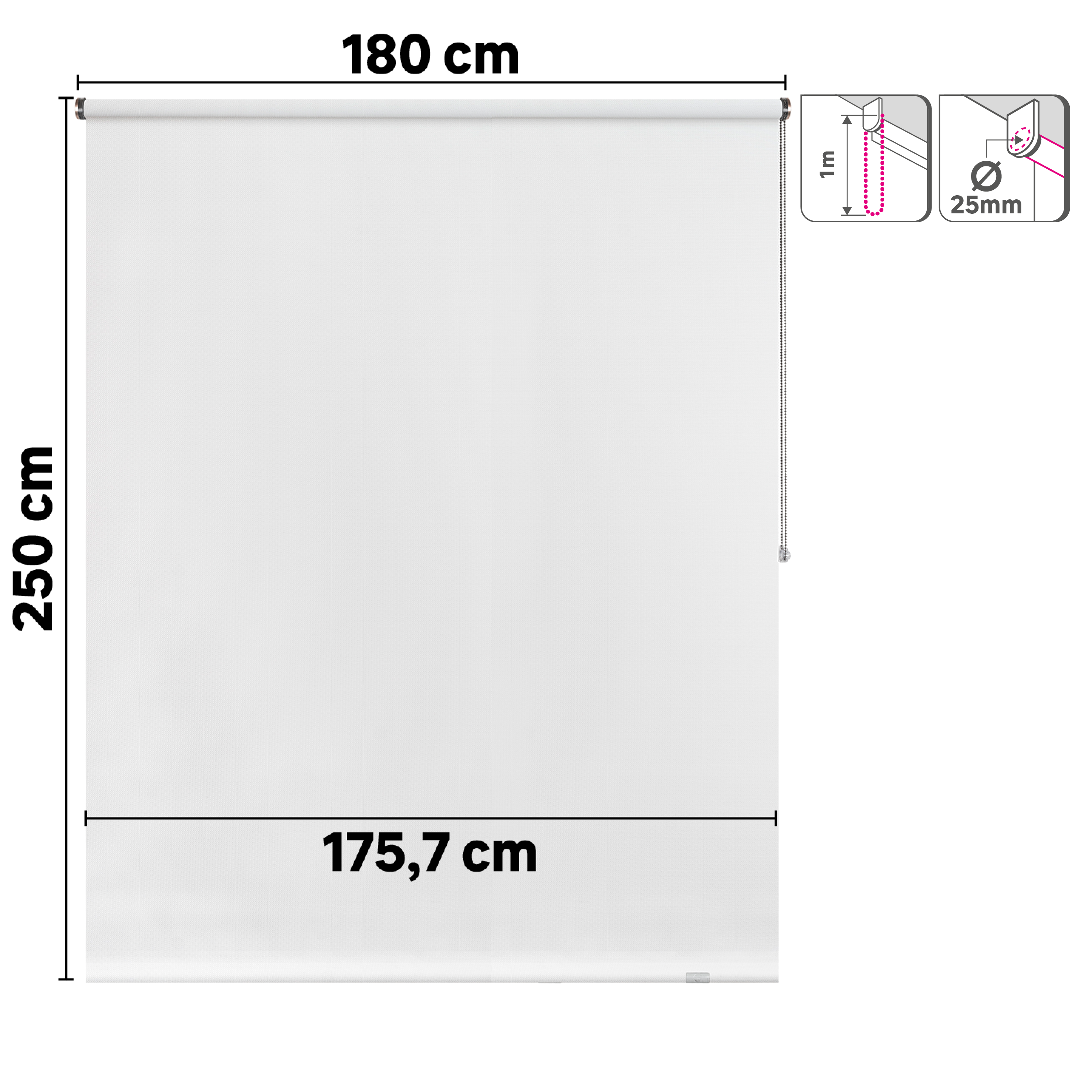 Estor enrollable screen 10% térmico con cadena Salsa poliéster liso blanco INSPIRE de 180x250cm - 2