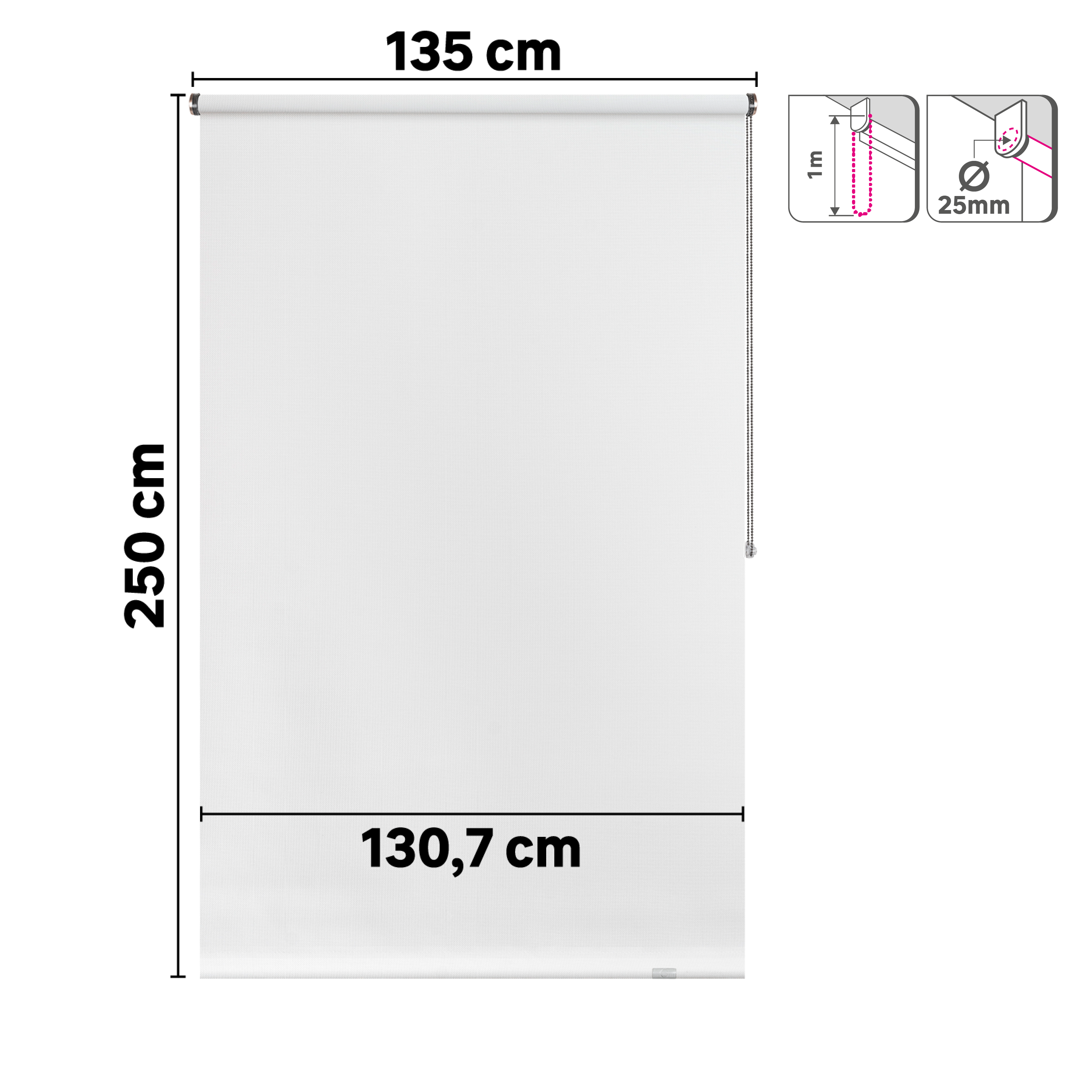 Estor enrollable screen 10% térmico con cadena Salsa poliéster liso blanco INSPIRE de 135x250cm - 2