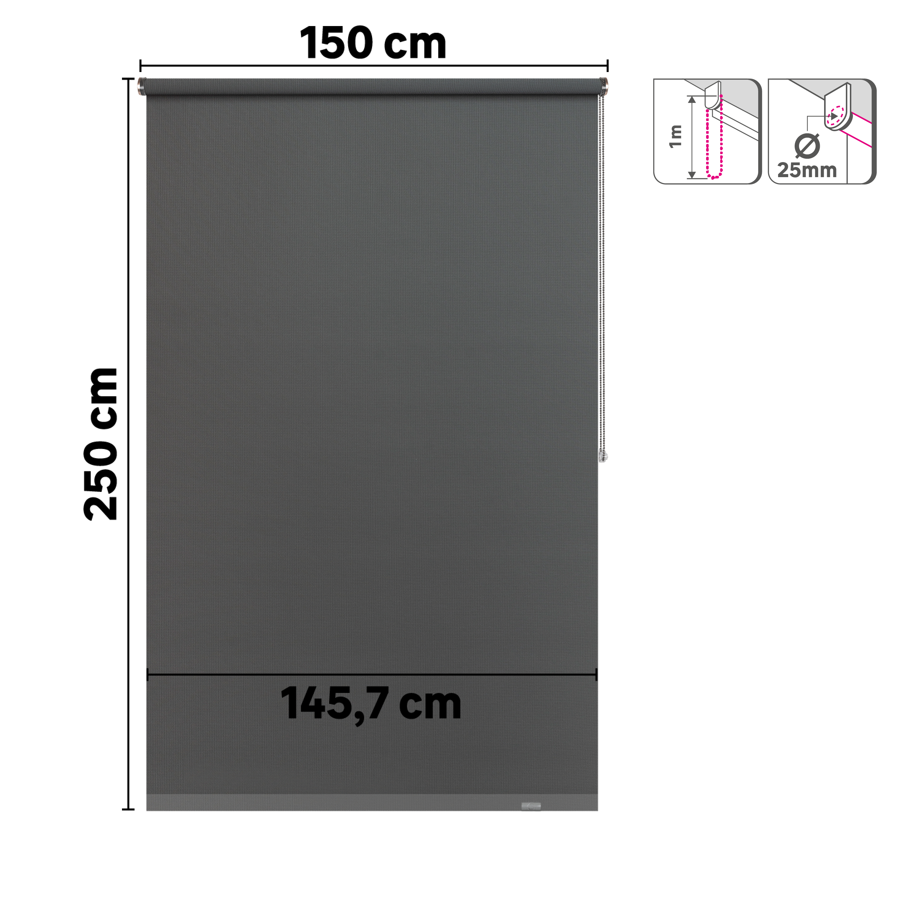 Estore de rolo screen 150 x 250 cm salsa cinza Inspire - 7