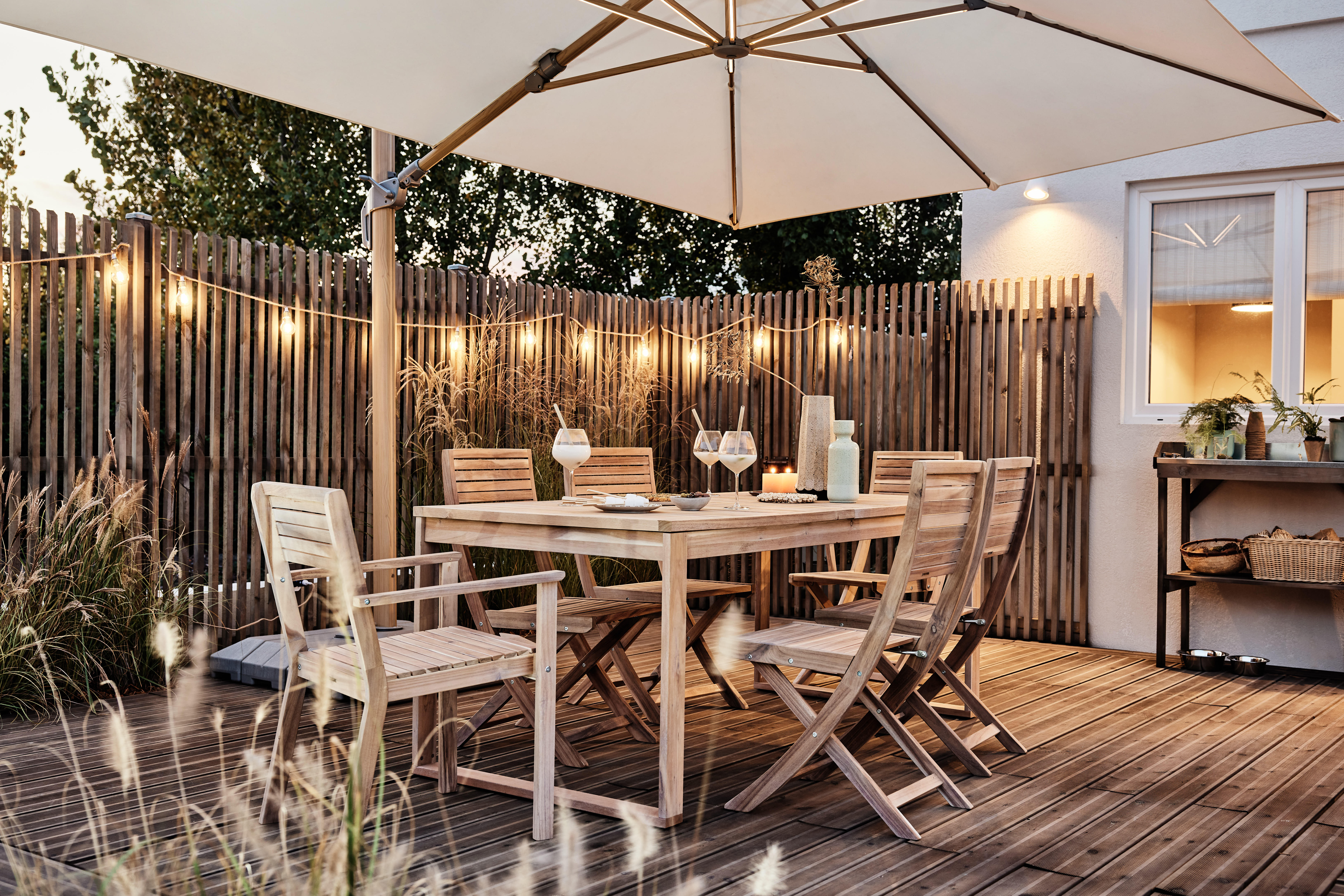 Ombrellone a palo laterale marrone Sonora NATERIAL con telo rettangolare bianco L 280 x P 391 x H 274 cm - 6