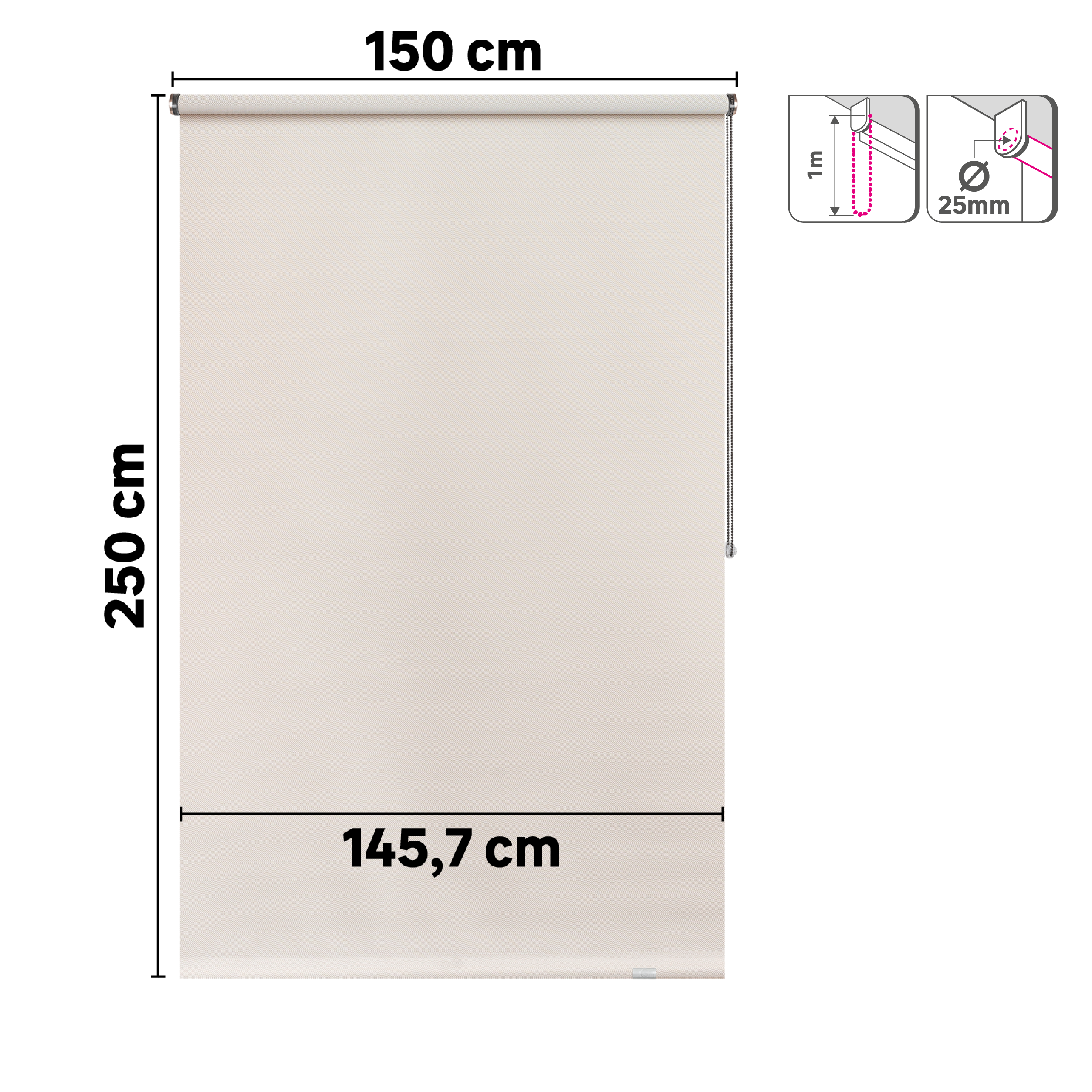 Estore de rolo screen 150 x 250 cm salsa linho branco Inspire - 7