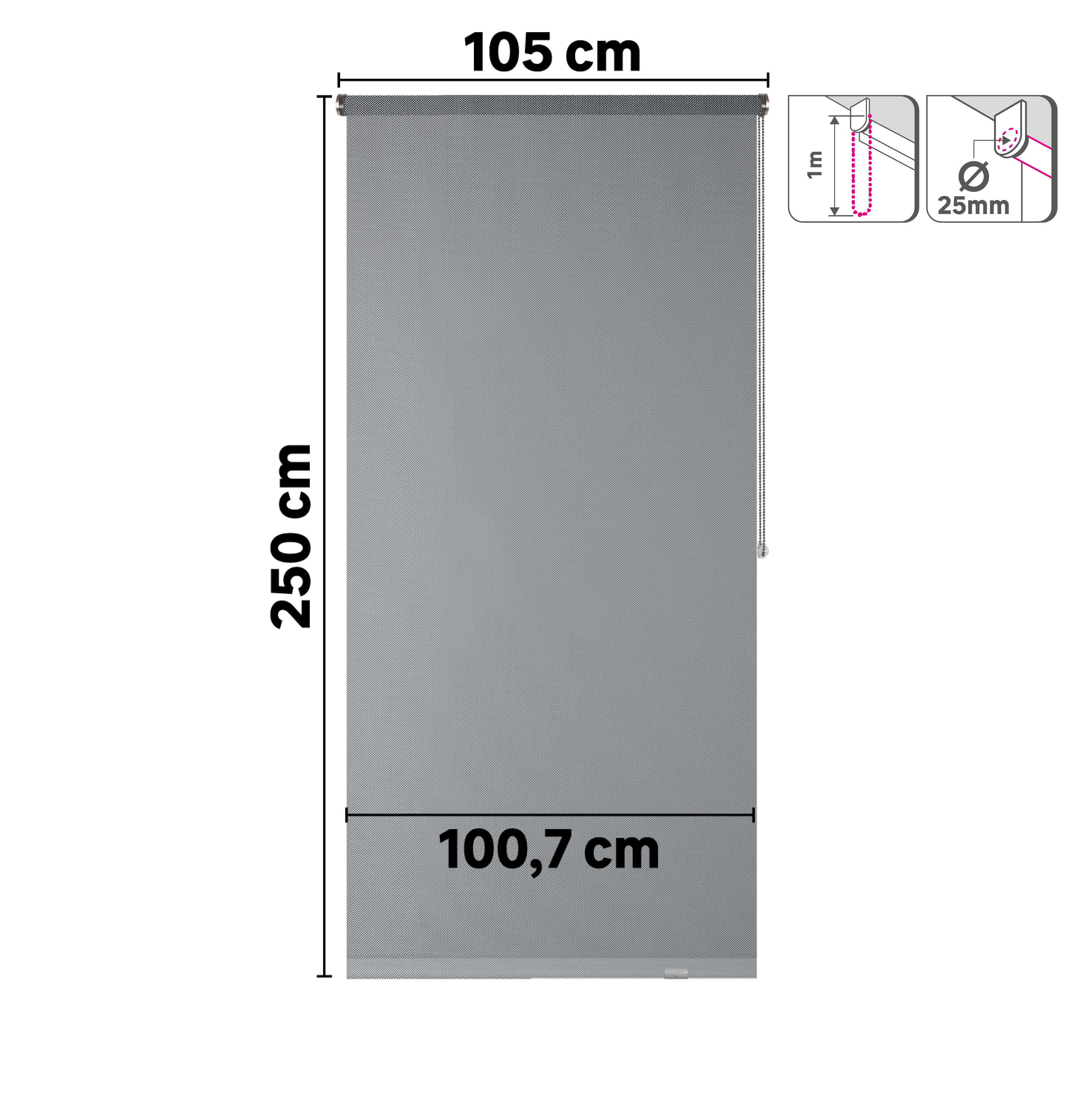 Estore de rolo screen 105 x 250 cm salsa cinza claro Inspire - 7