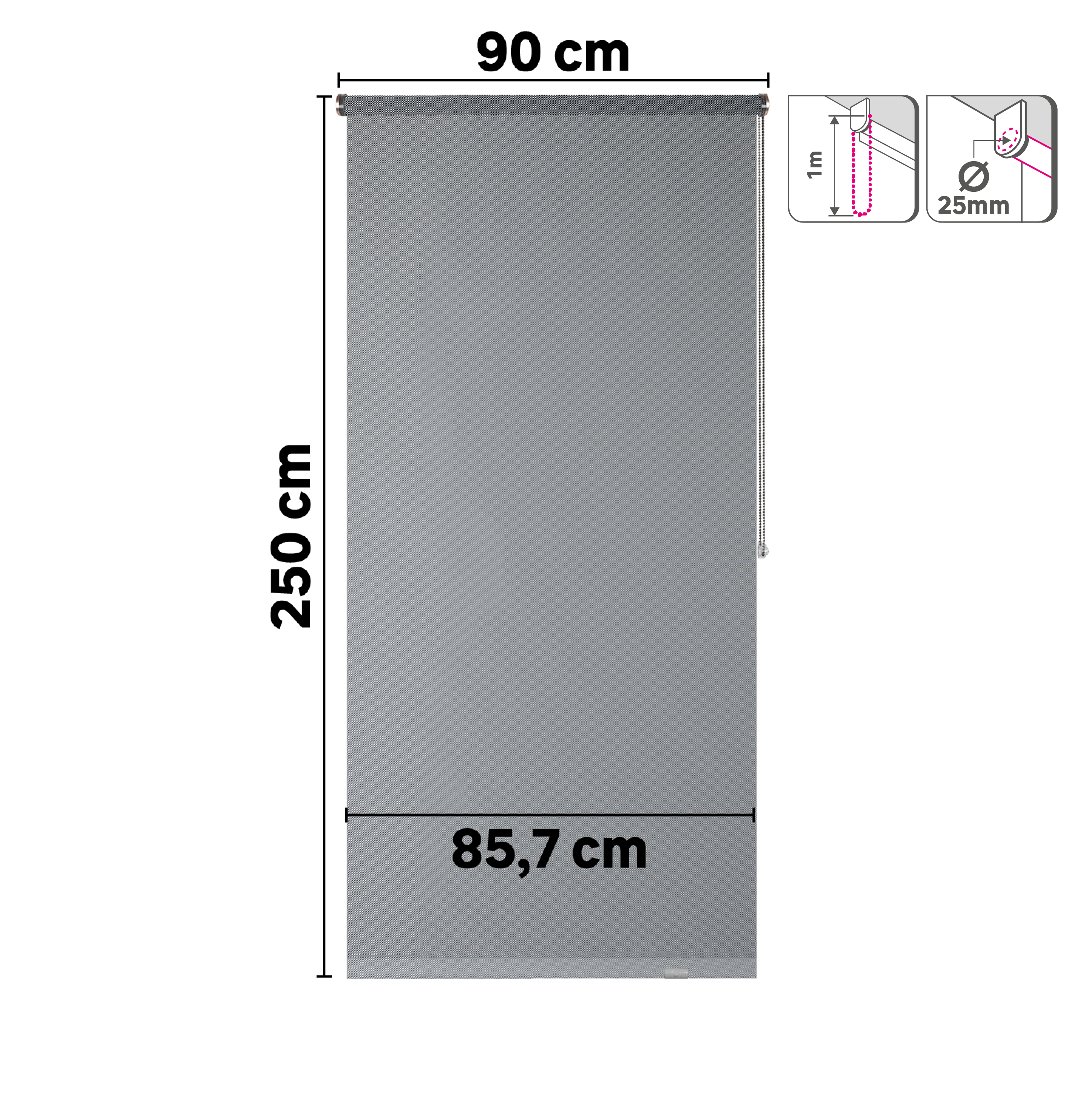 Estore de rolo screen 90 x 250 cm salsa cinza claro Inspire - 7