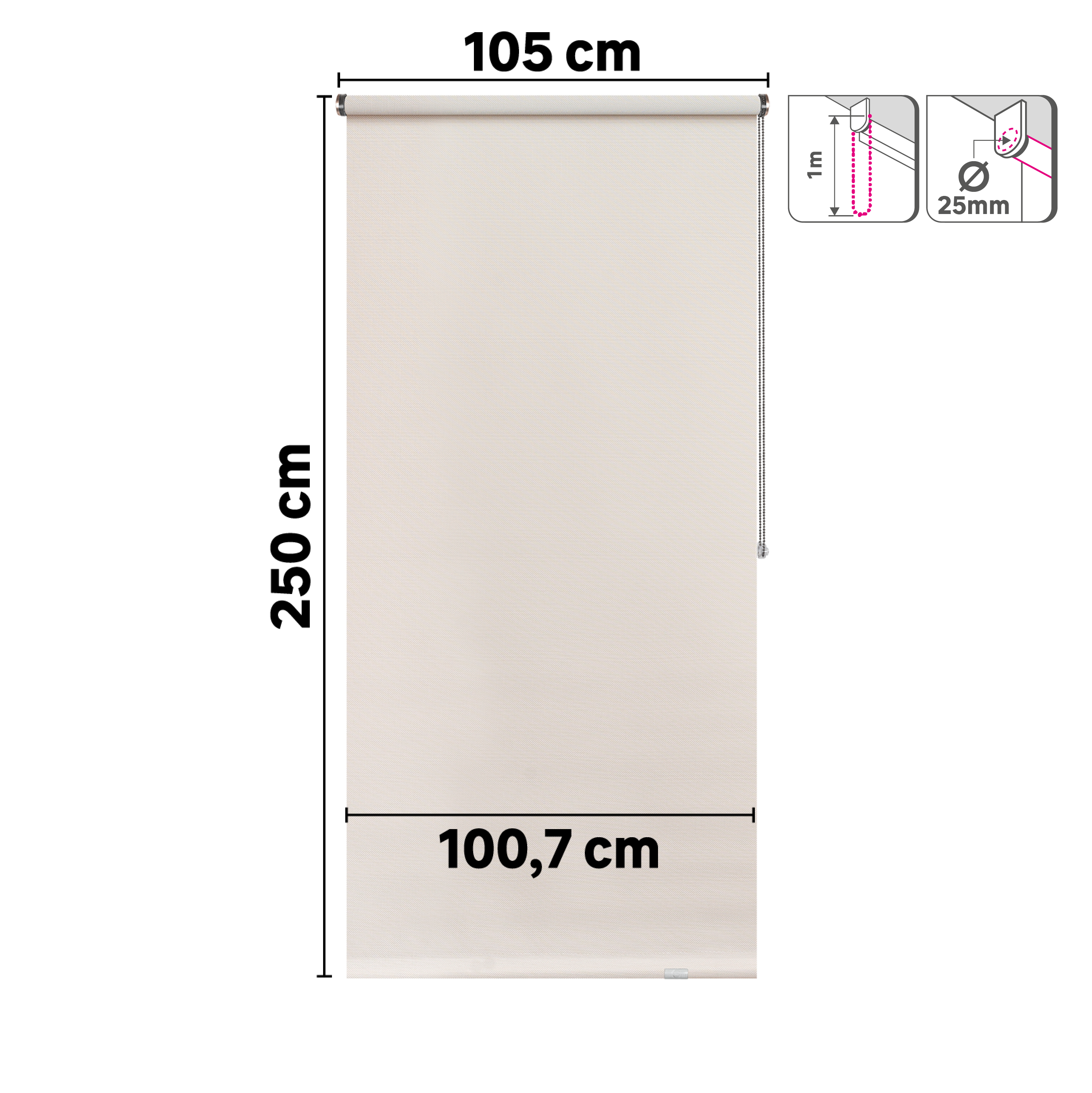 Estore de rolo screen 105 x 250 cm salsa linho branco Inspire - 7