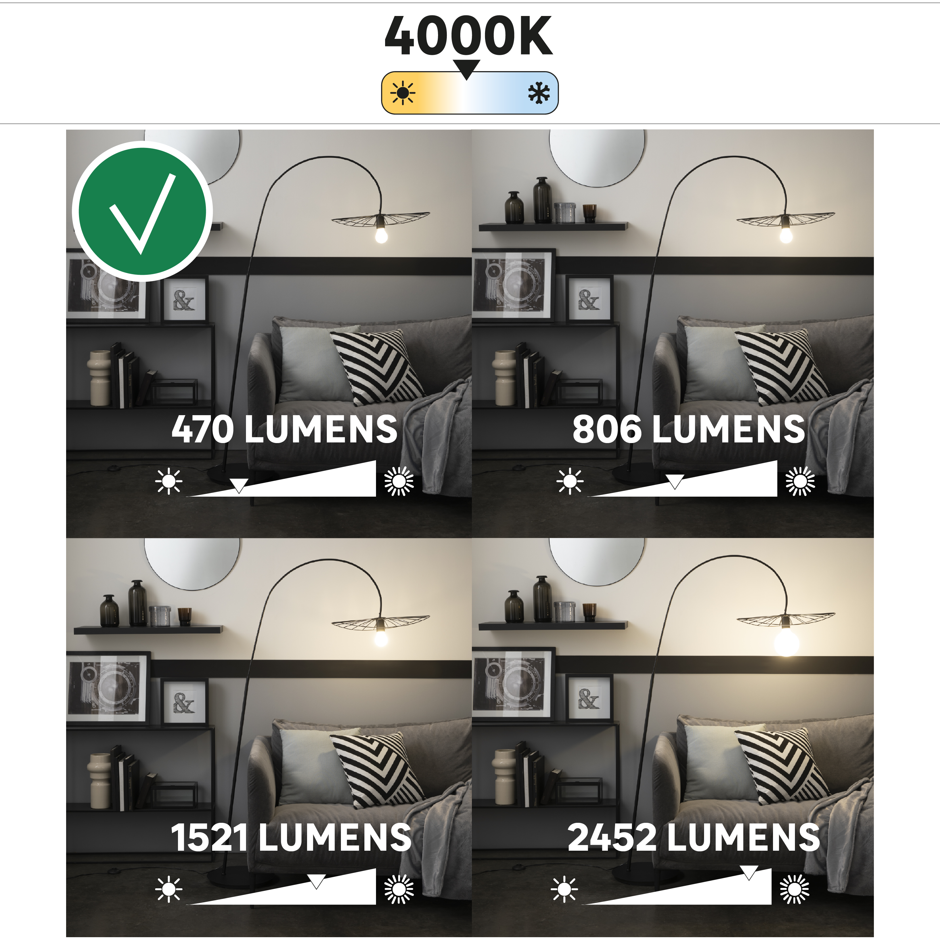 Ampoule led, E27, 470lm, classe énergétique A, blanc neutre, LEXMAN - 3