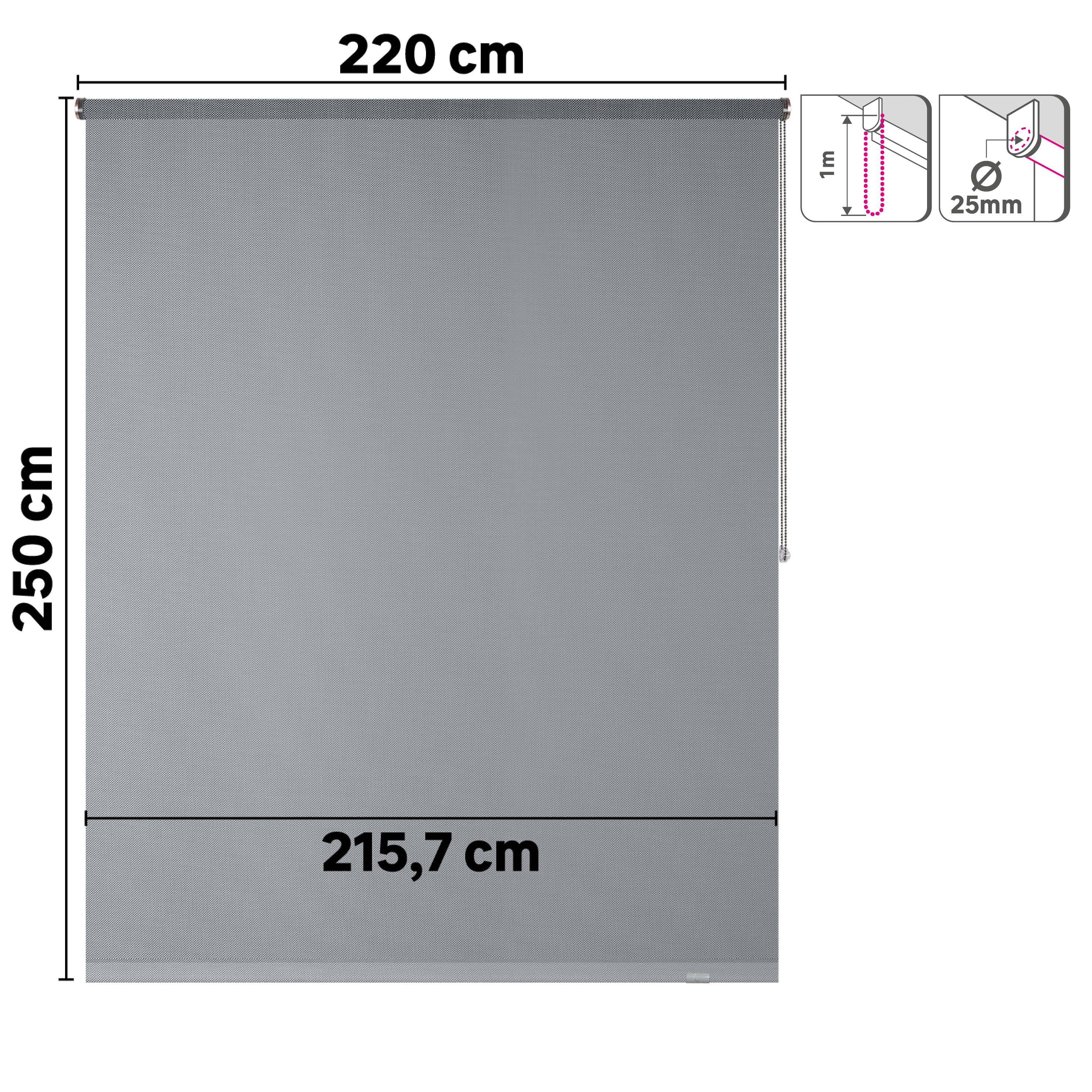 Estore de rolo screen 220 x 250 cm salsa cinza claro Inspire - 6