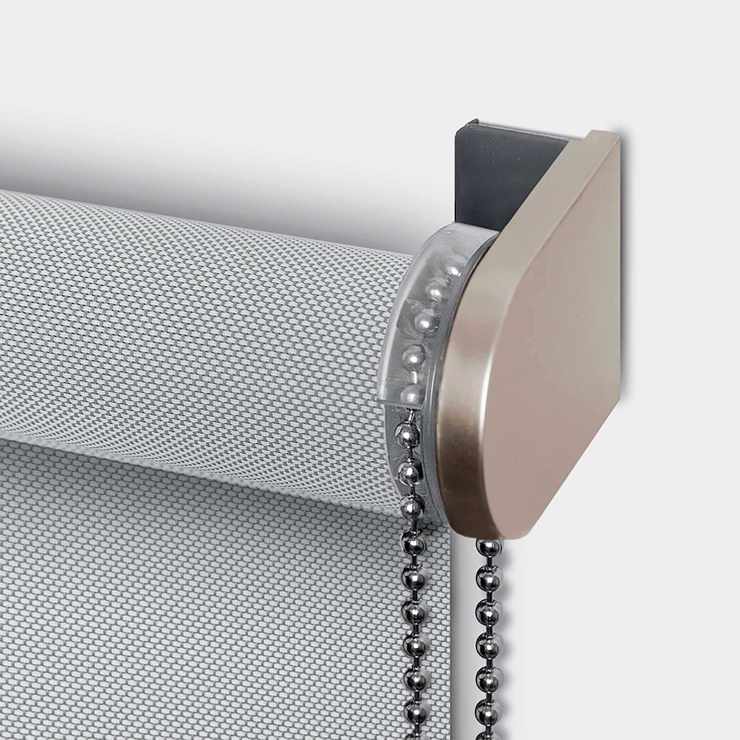 Estor enrollable screen 10% térmico con cadena Salsa poliéster liso blanco y gris granite INSPIRE de 75x250cm. Instalación sin taladrar - 11