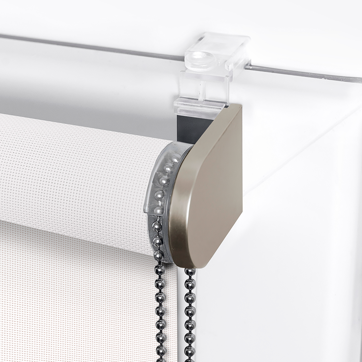 Estor enrollable screen 10% térmico con cadena Salsa poliéster liso blanco INSPIRE de 80x250cm. Instalación sin taladrar - 12