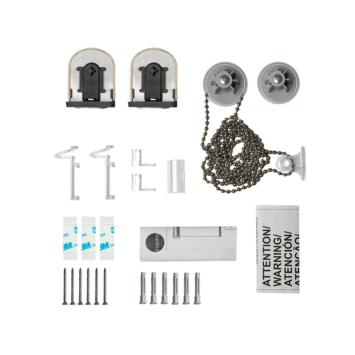 Estor enrollable screen 10% térmico con cadena Salsa poliéster liso blanco y gris granite INSPIRE de 75x250cm. Instalación sin taladrar - 3