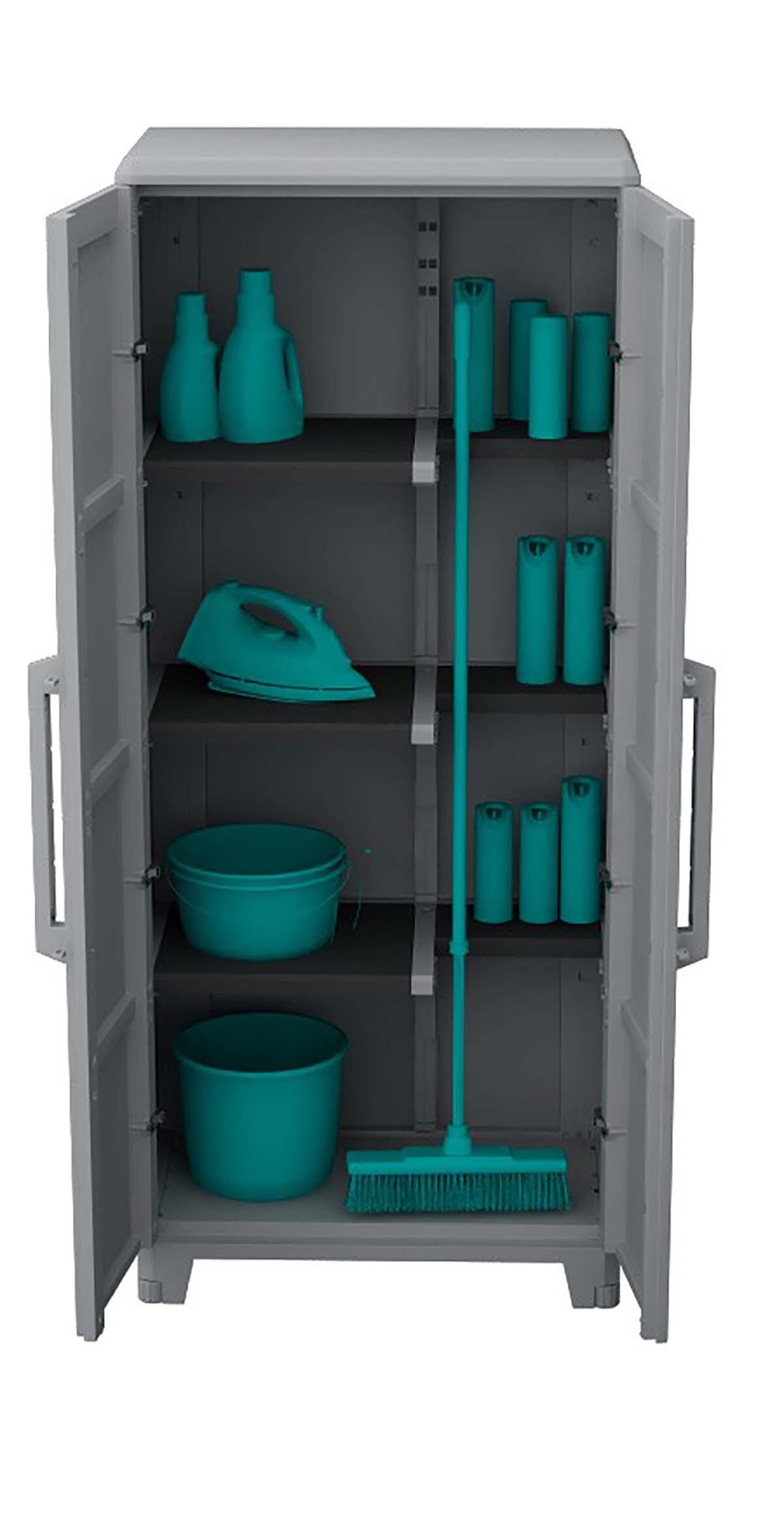 Armário em PVC alto exterior cinza 2 portas 185x78x44 cm Transforming - 14
