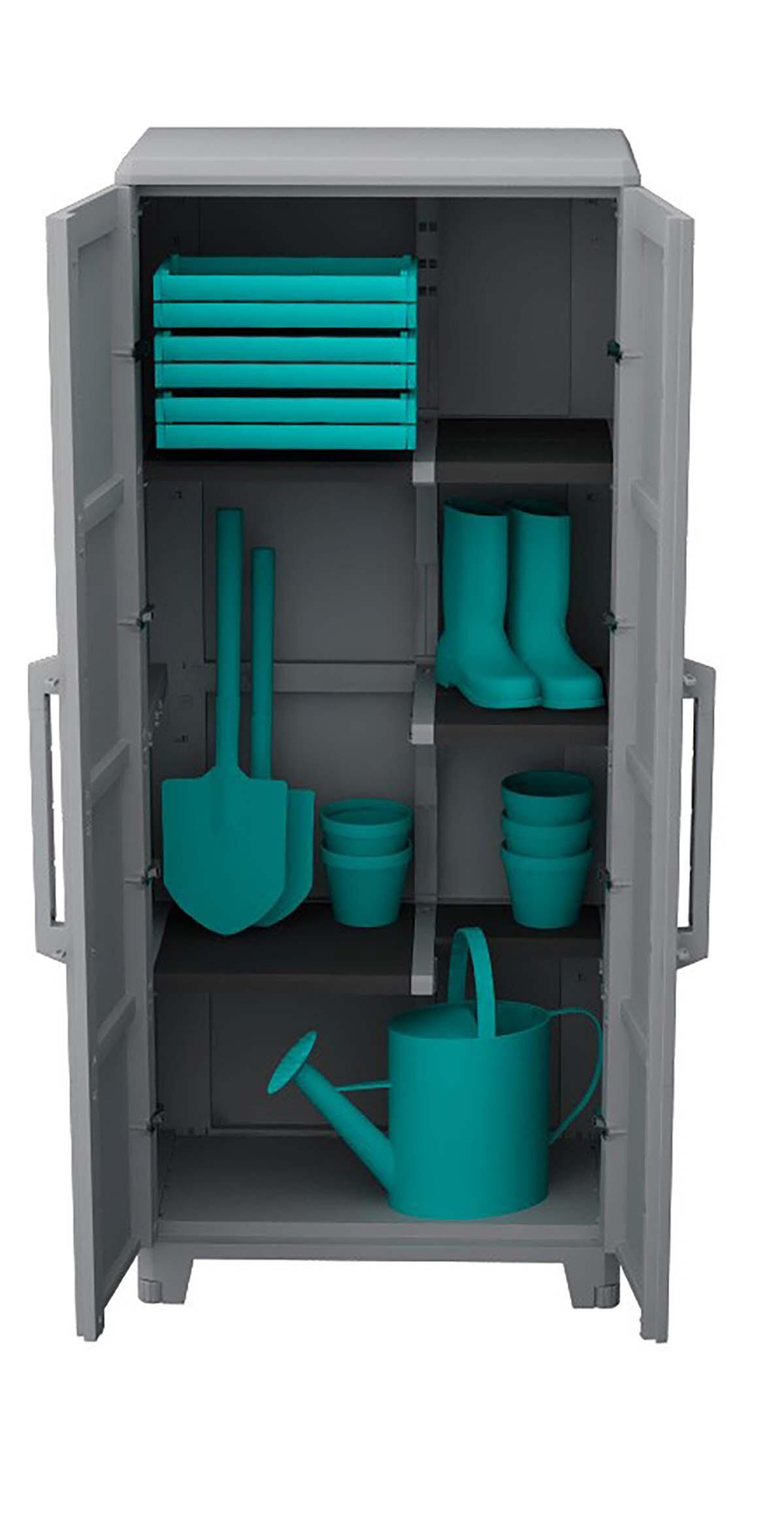 Armário em PVC alto exterior cinza 2 portas 185x78x44 cm Transforming - 13