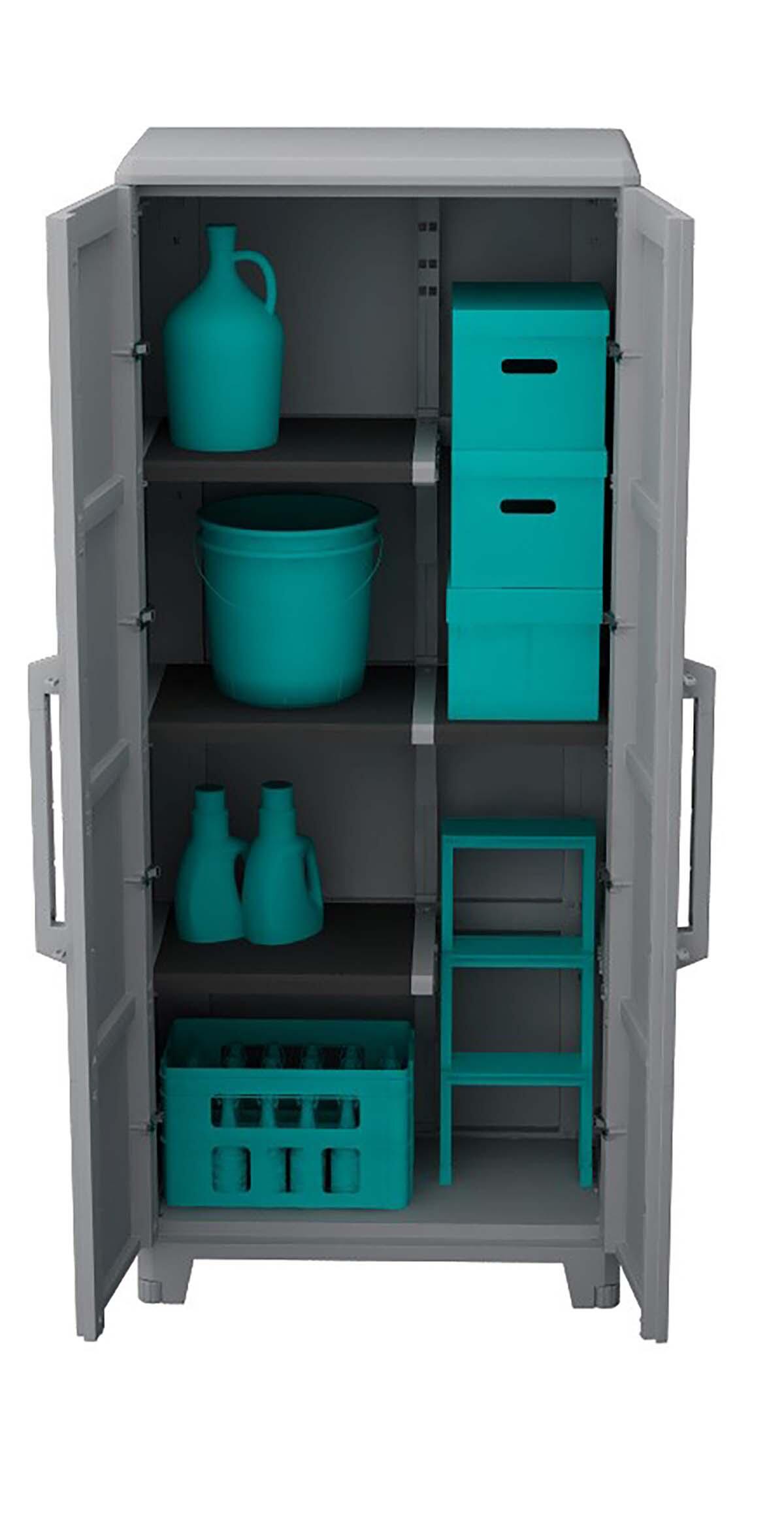 Armário em PVC alto exterior cinza 2 portas 185x78x44 cm Transforming - 12