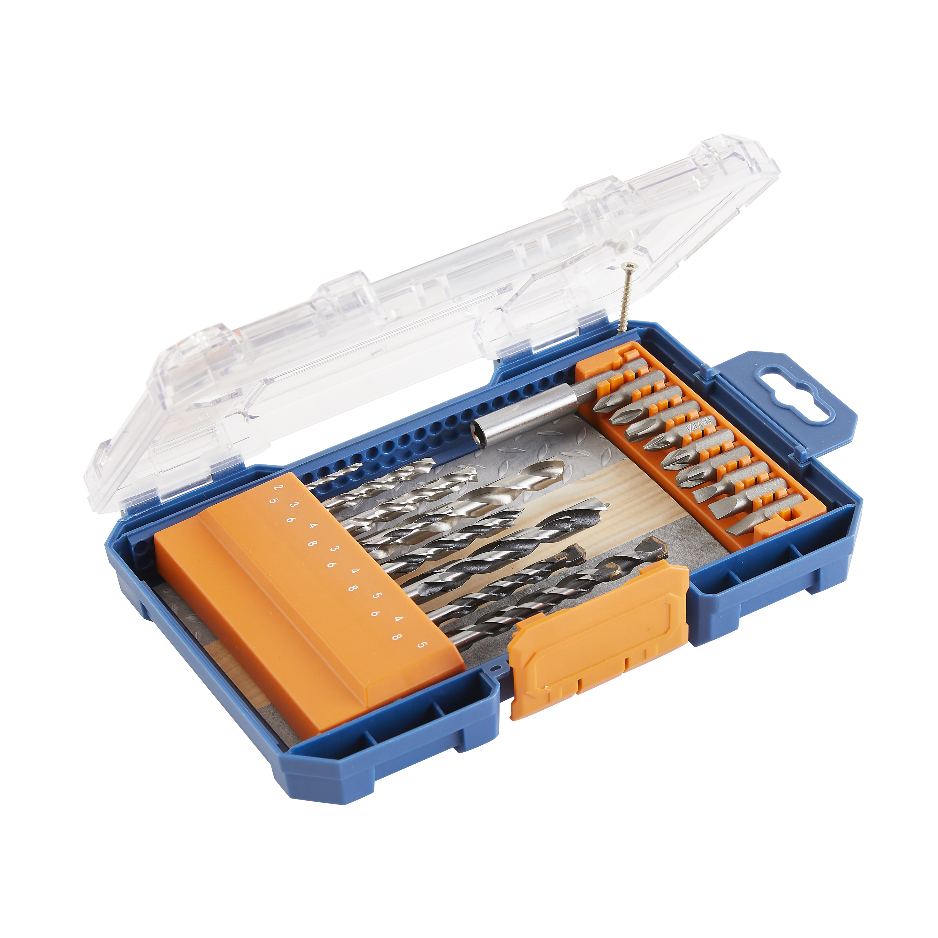 Ensemble de forets et d'embouts bois / acier / construction DEXTER, 25 pièces - 2