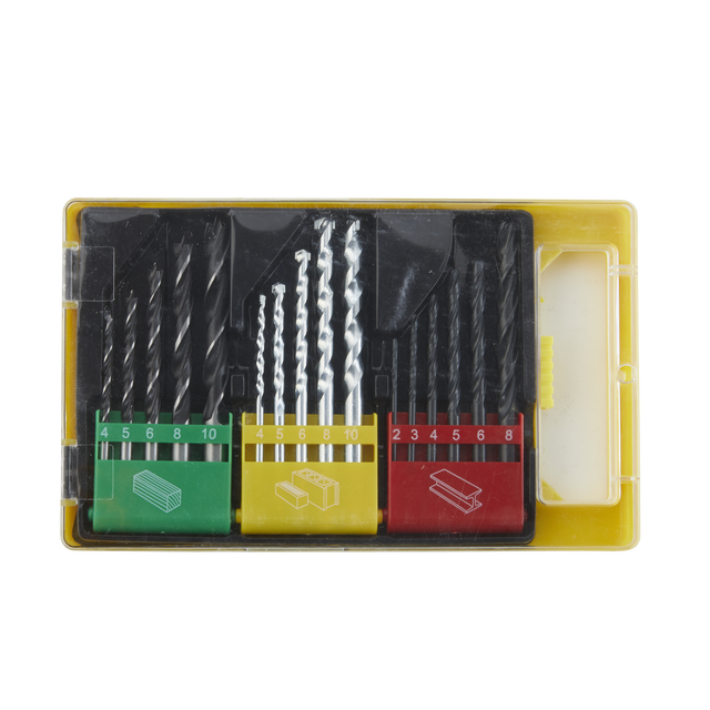 Juego de brocas para plástico madera hormigón ladrillo plexiglás acero enganche cilíndrico 16 piezas