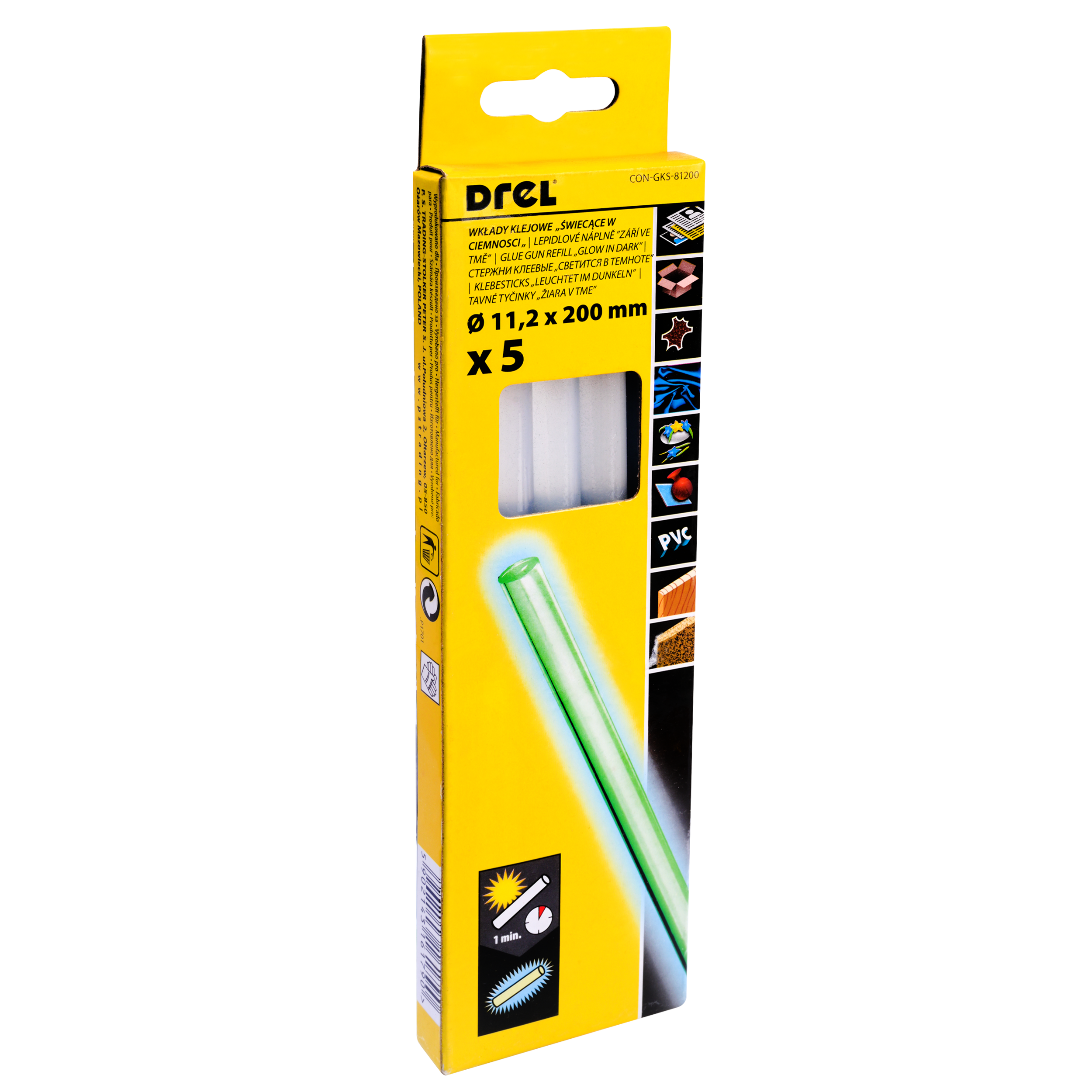 Klej termotopliwy fluorescencyjny 11.2 mm x 200 mm CON-GKS-81200 5 szt. - 5